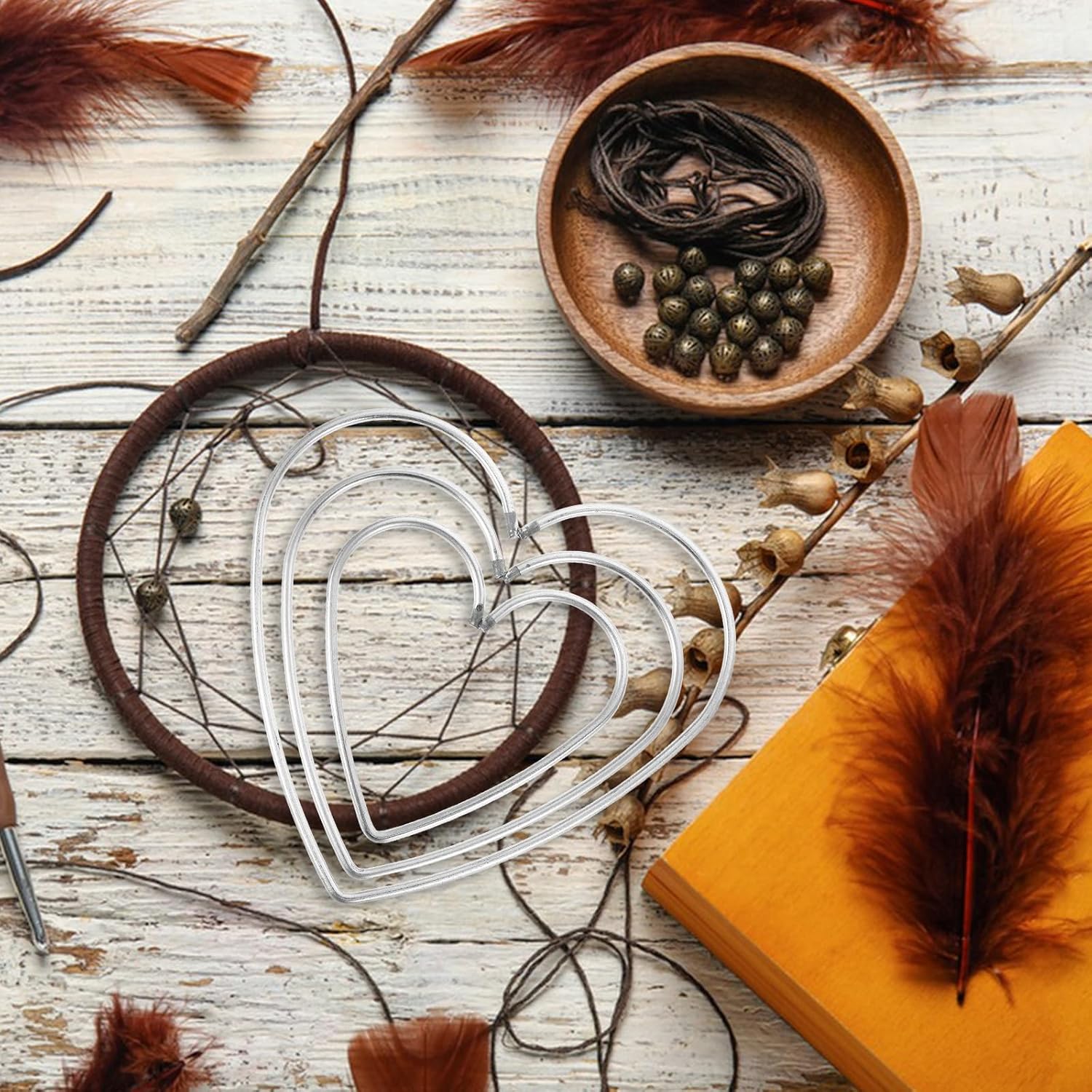 DECHOUS 9Pcs Heart Dream Catcher Rings
