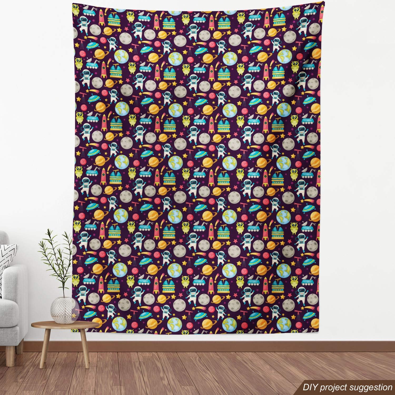 Ambesonne Outer Space Fabric by The Yard Galaxy Pattern 1