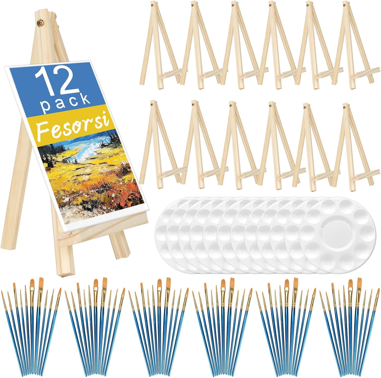 Fesorsi Mini Easels 12 Pack 9 Inch Folding Art Set