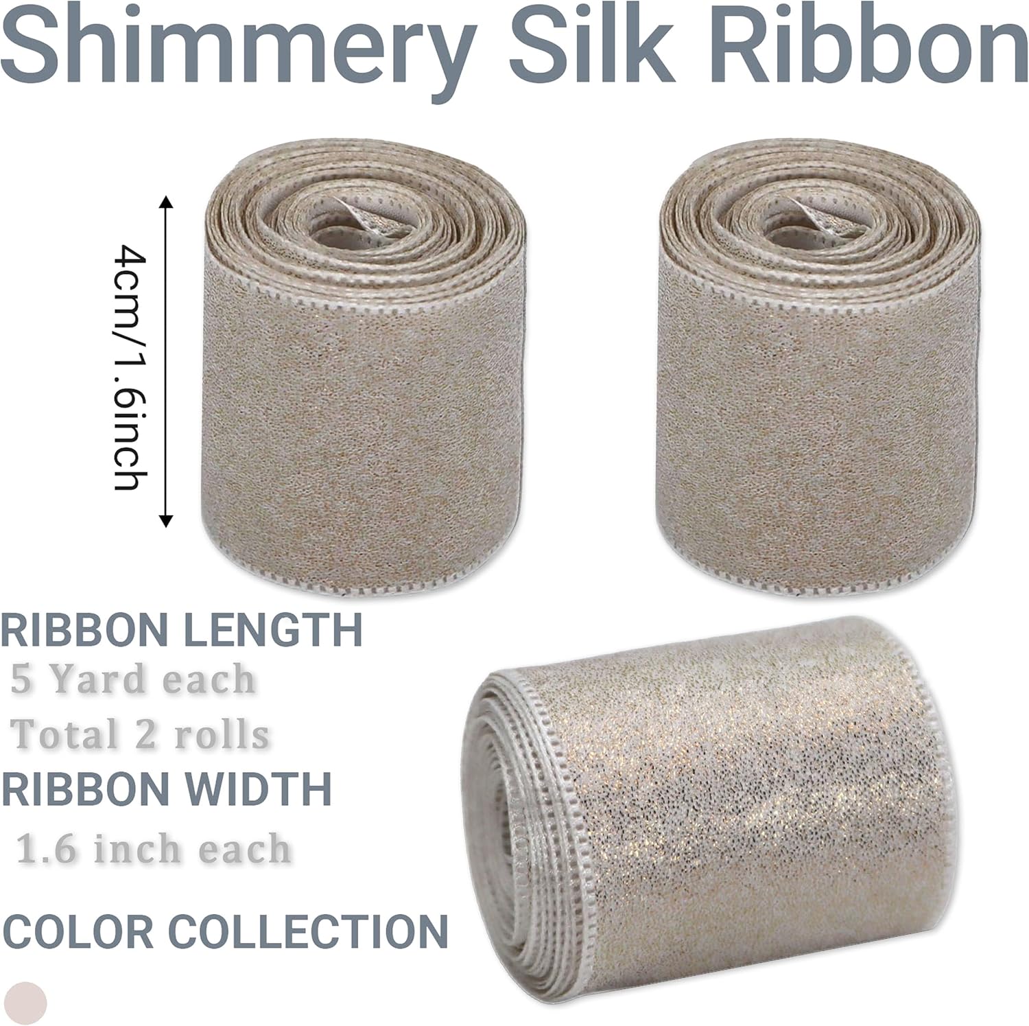Voccim 16 Inch Glossy White Yarn Ribbon 5 Yd x 2 Rolls