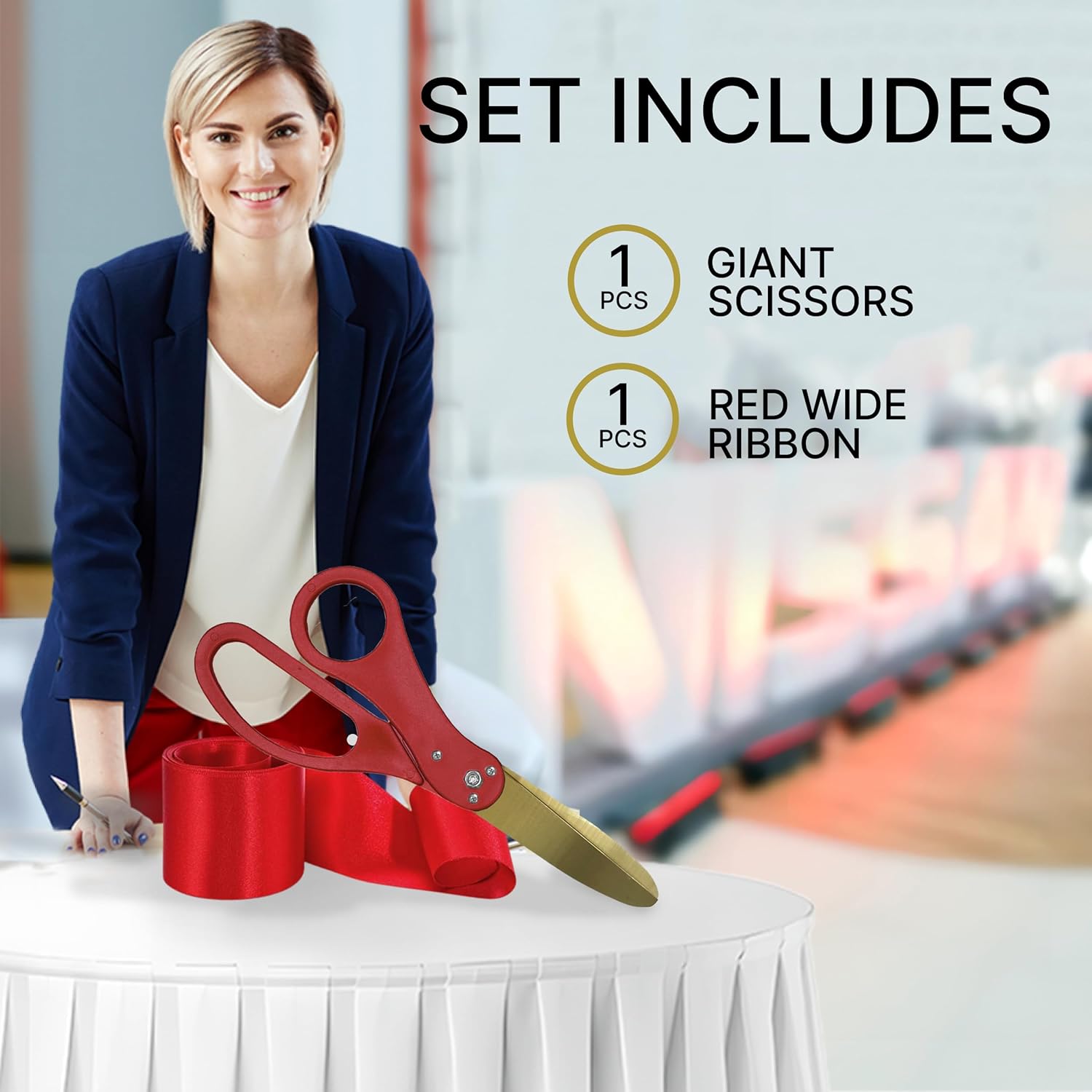 Red Ribbon Cutting Ceremony Kit with 20 Scissors