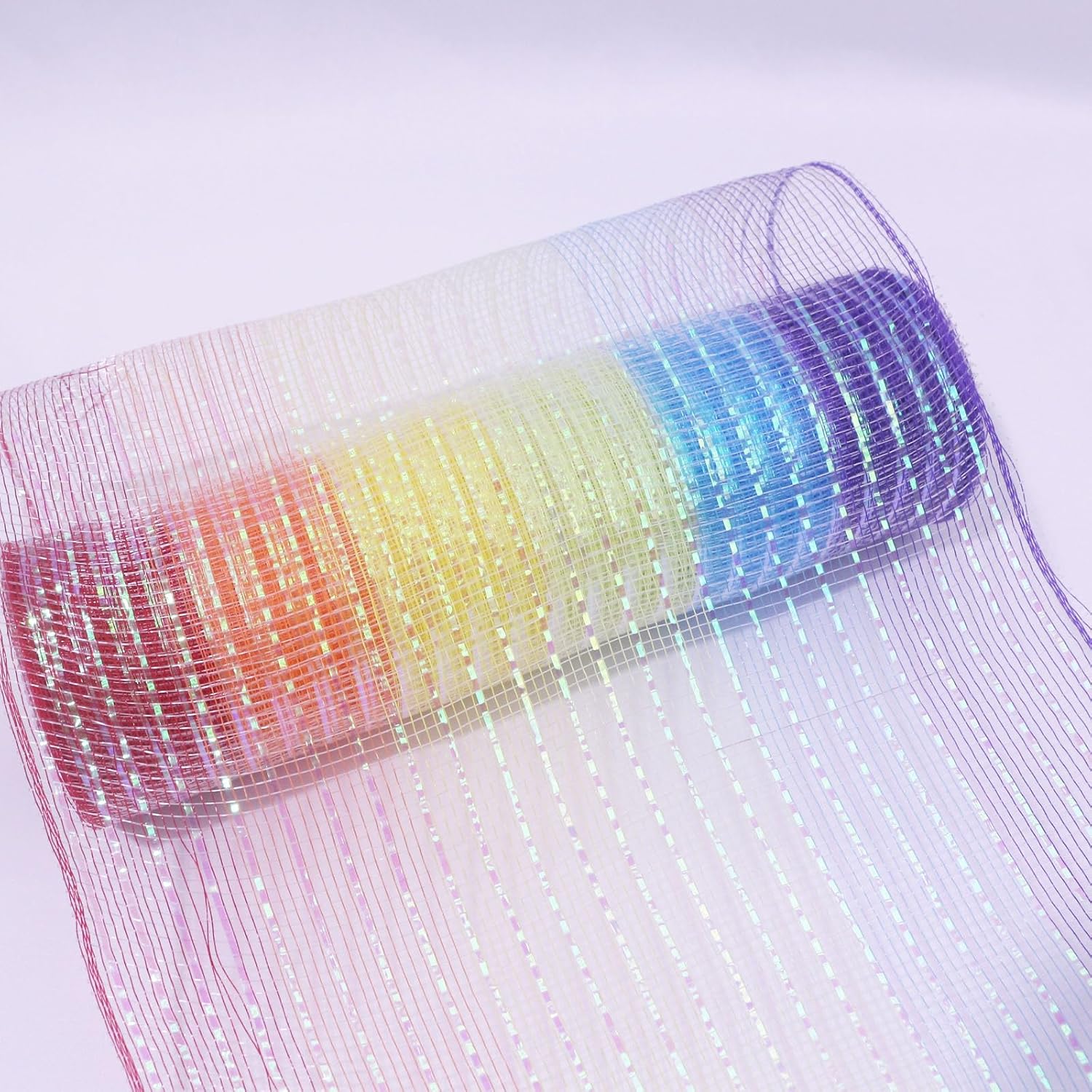 3 Rolls Rainbow Deco Mesh Ribbon for Wreath Making and DIY Crafts