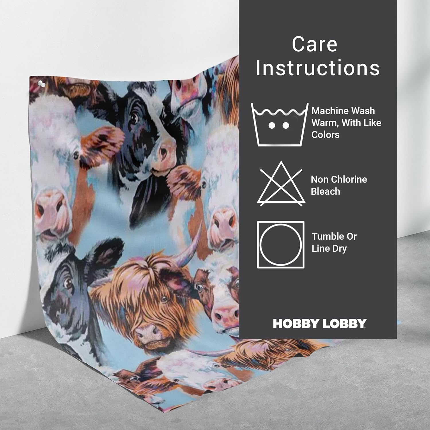 Hobby Lobby Cow Portraits Calico Fabric 2 Yard Print
