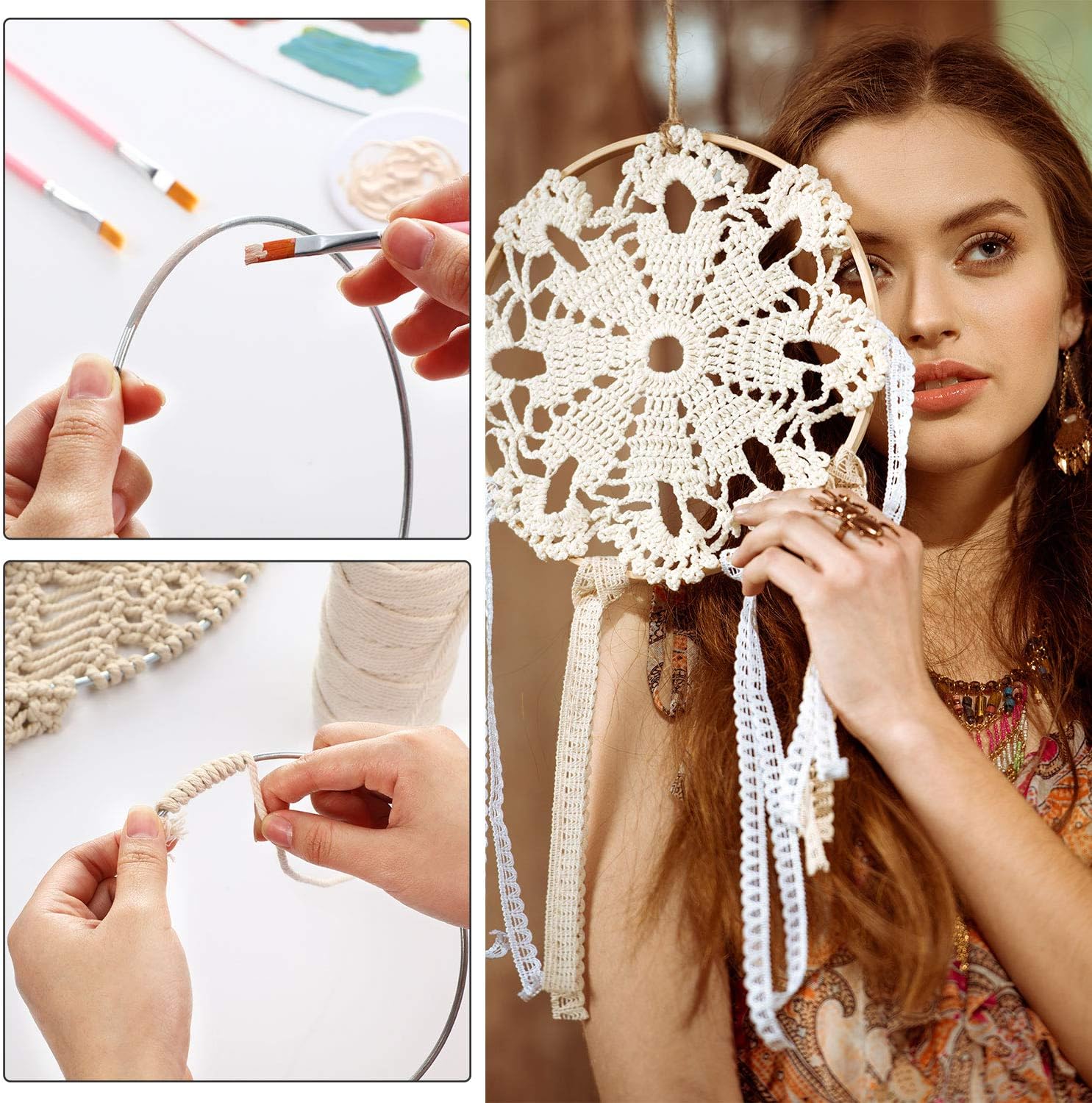 Hotop 24 Metal Hoops Dream Catcher Craft Kit