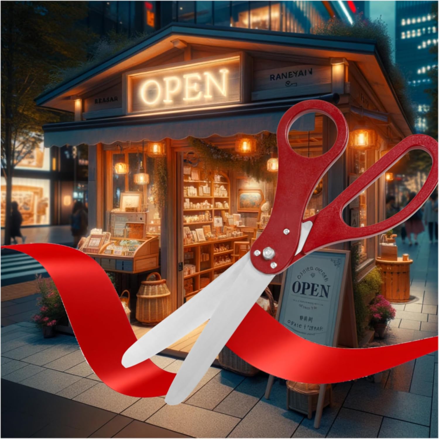 Red Ribbon Cutting Ceremony Kit 20 Inch Scissors