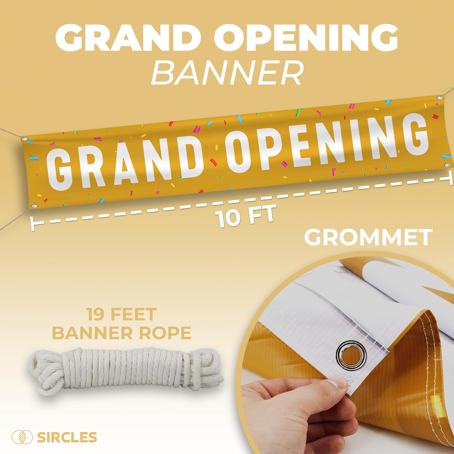 SIRCLES Grand Opening Ceremony Kit - Giant Scissors Ribbon Banner Balloons Banner Rope
