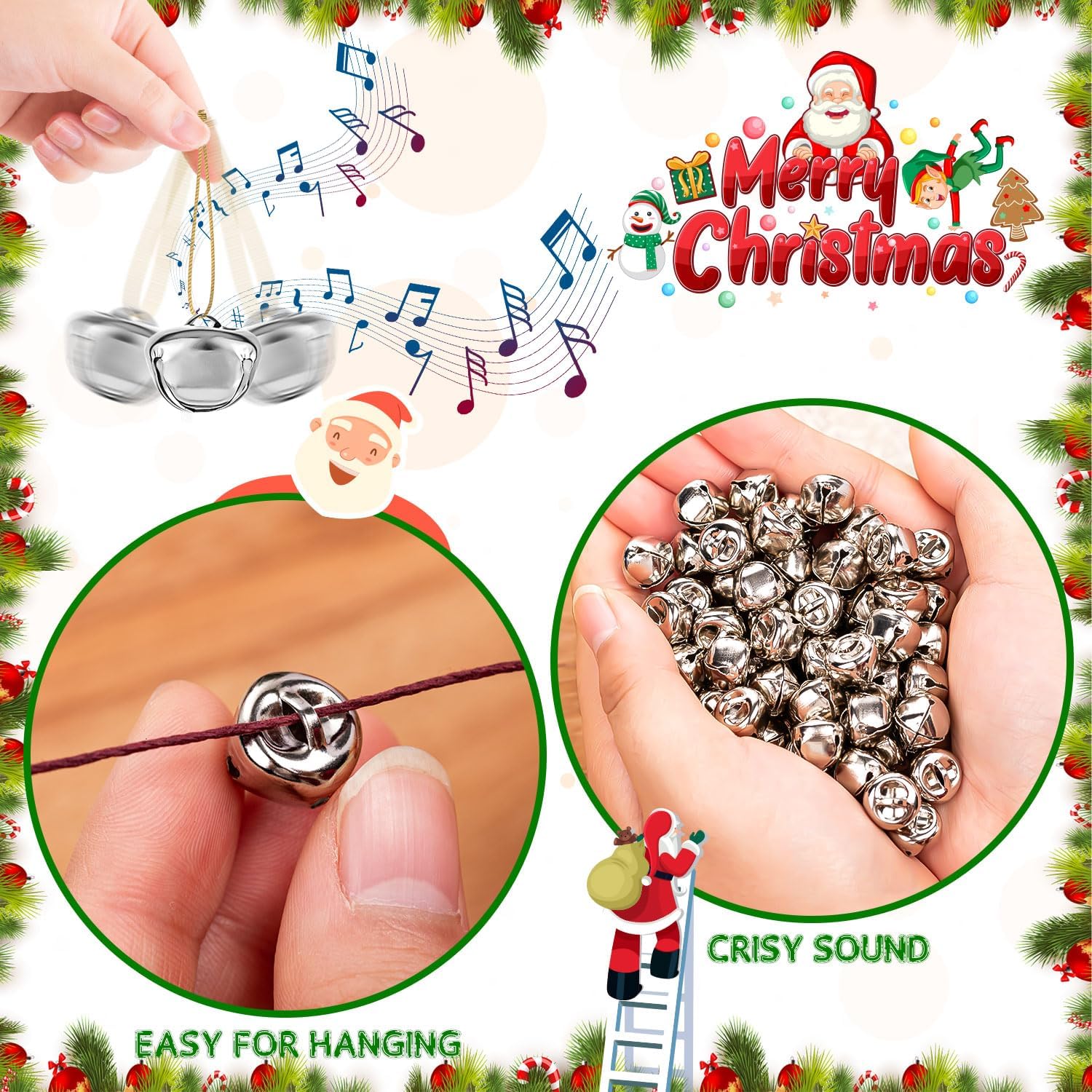 YGAOHF 100PCS Silver Jingle Bells for Crafts and Decorations