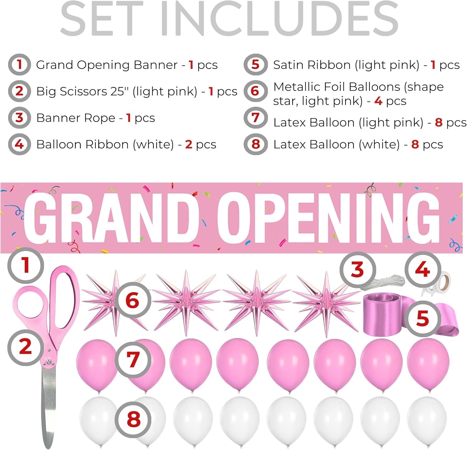 Giant Pink Ribbon Cutting Scissors with Banner and Balloons Kit