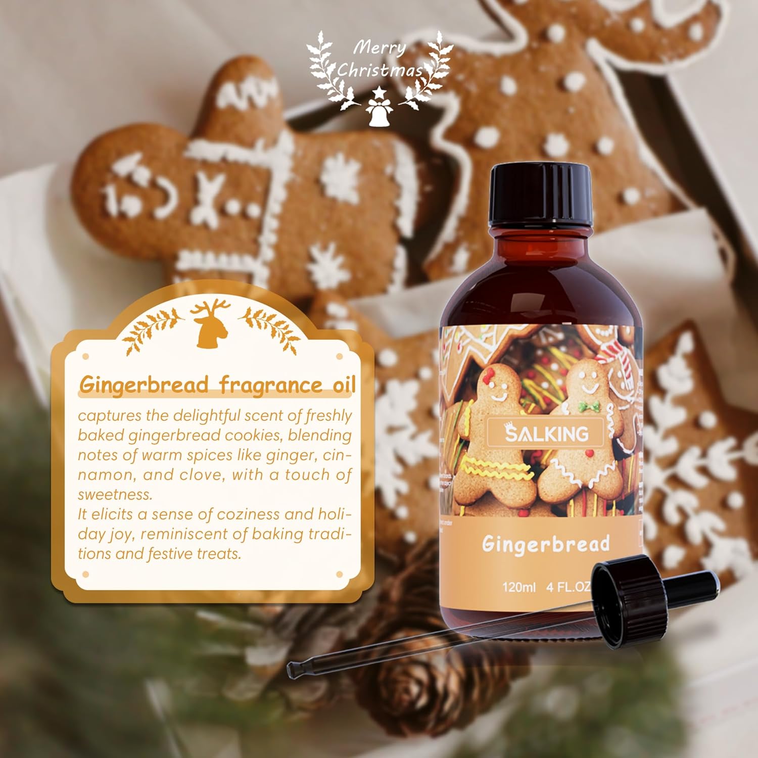 SALKING Gingerbread Fragrance Oil 120ml for Candle Diffuser and Soap Making