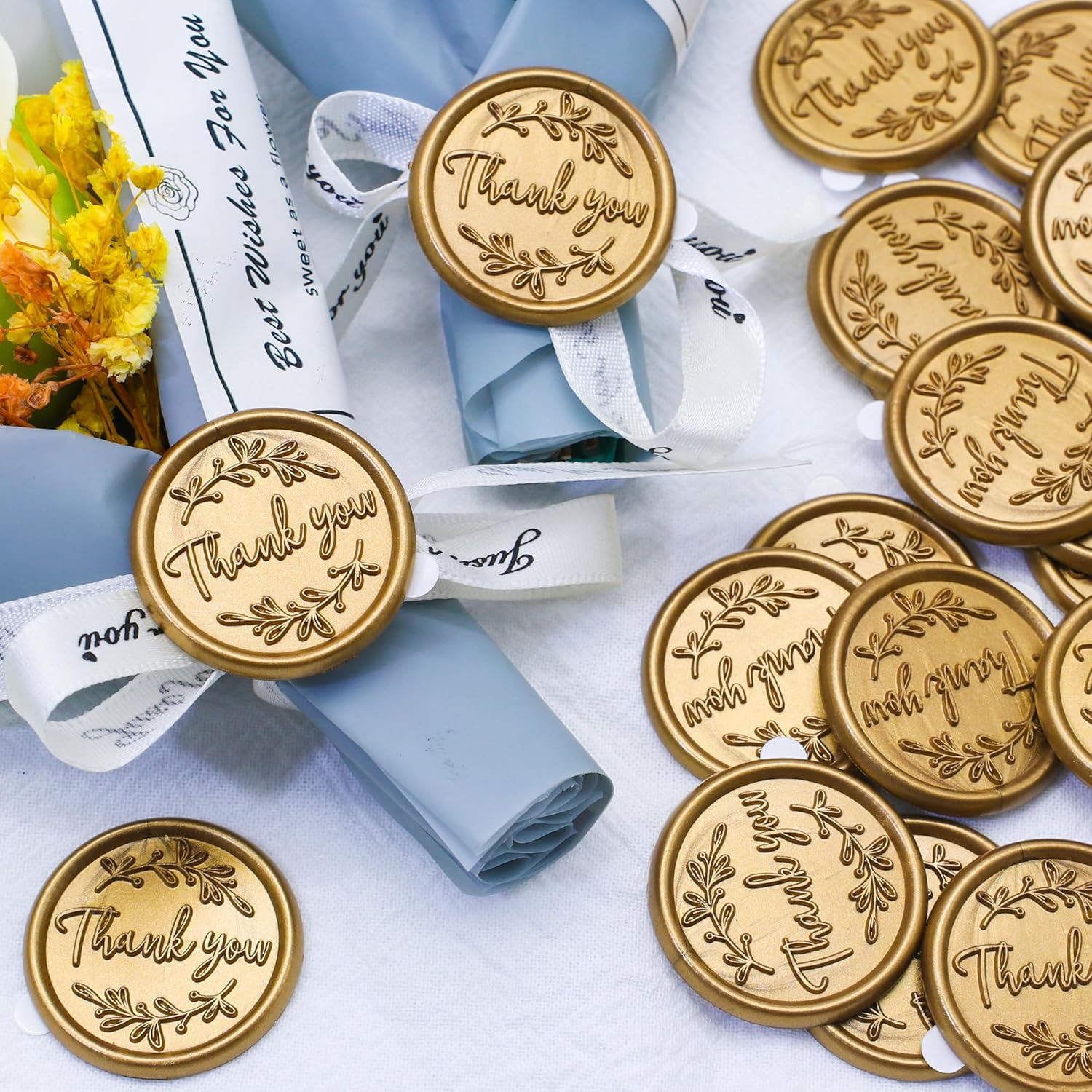 SWANGSA 30Pcs Thank You Wax Seal Stickers