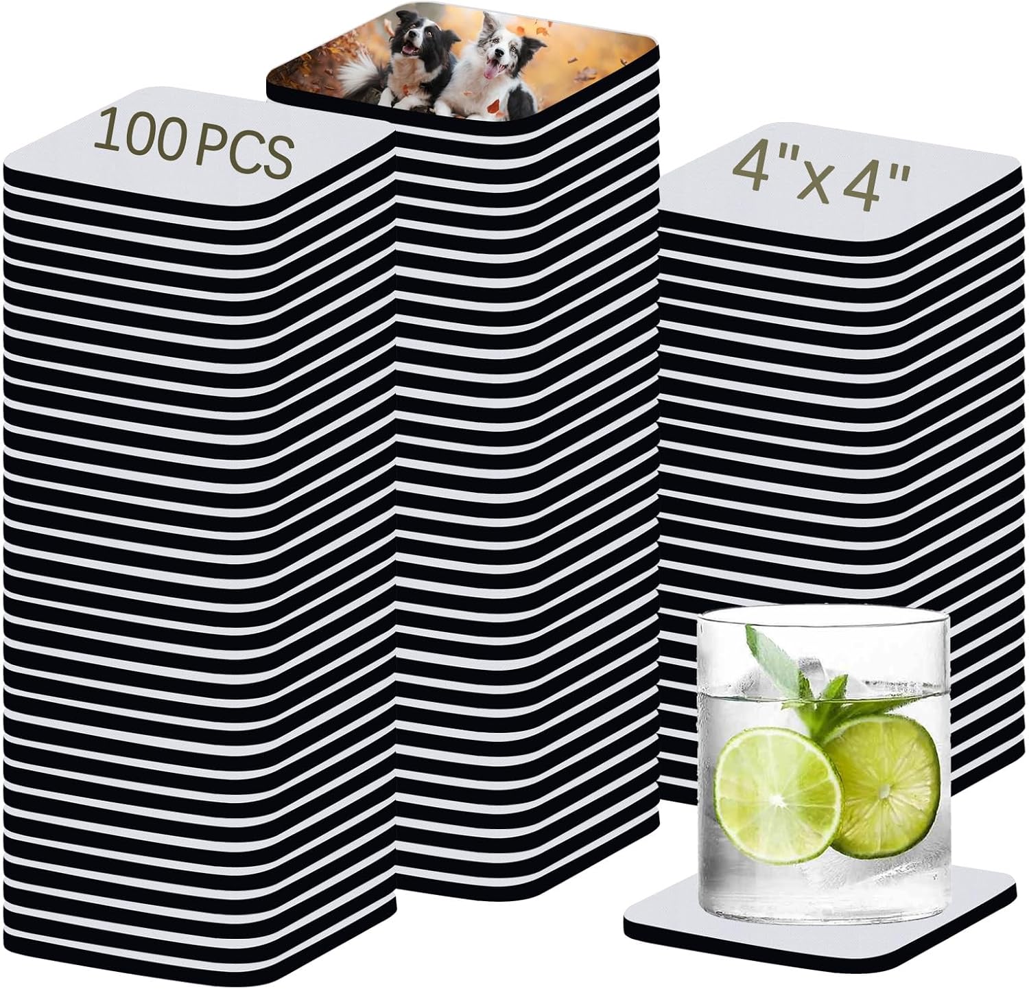 100PCS Sublimation Blank Coasters Heat Press Mats