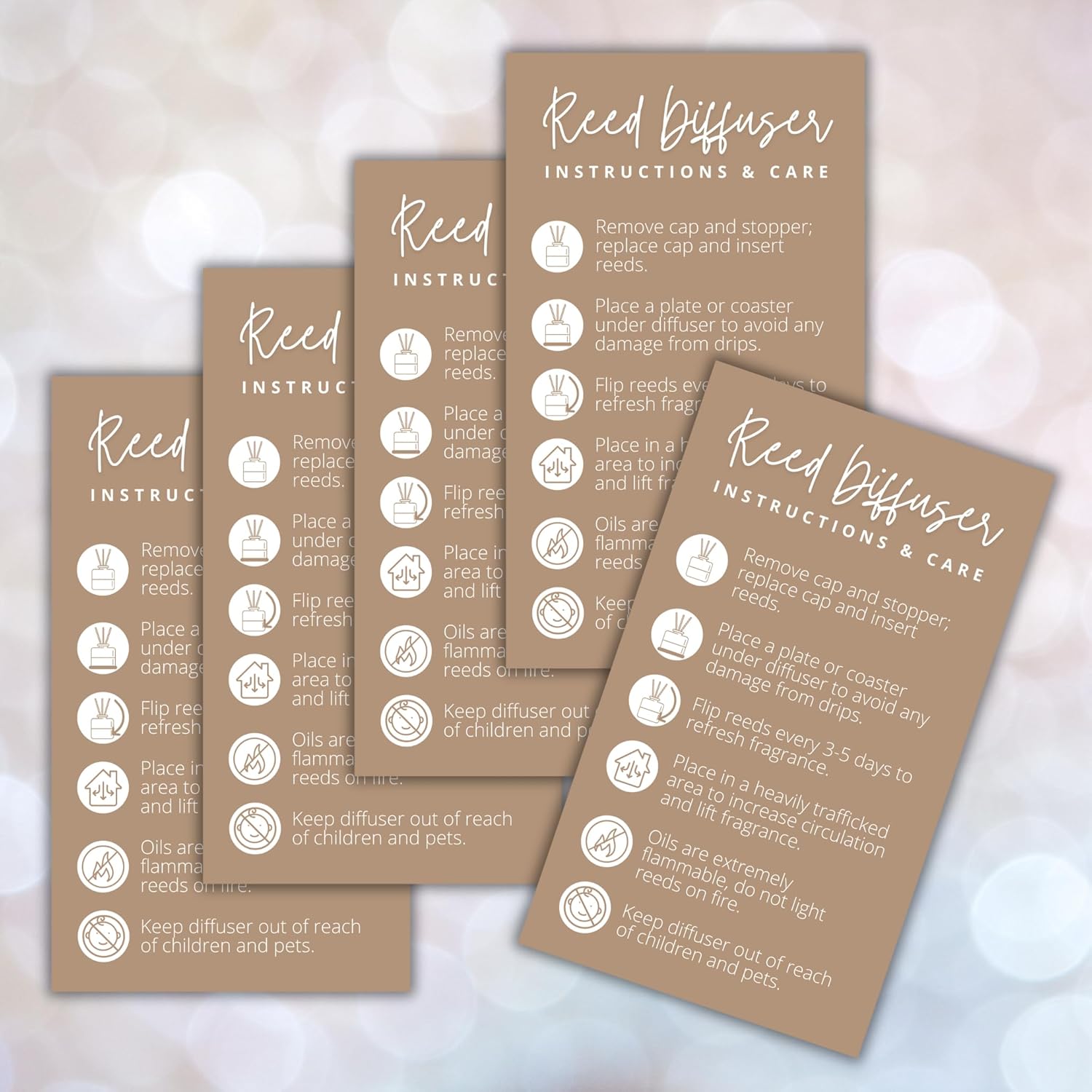 Lashicorn Reed Diffuser Care Cards 50 Pack 2x35 Inch