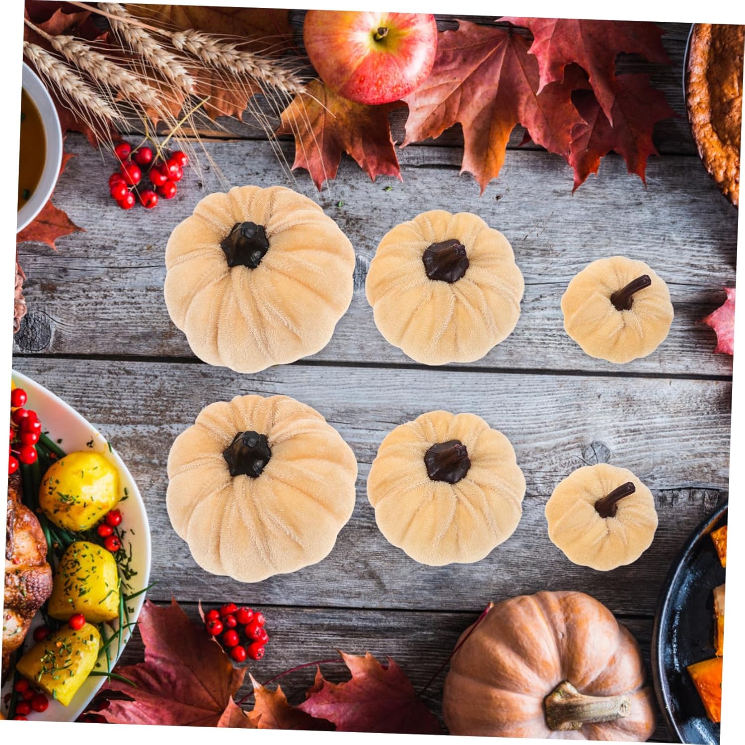 Zerodeko 6Pcs Artificial Pumpkin Decorations for Halloween and Fall