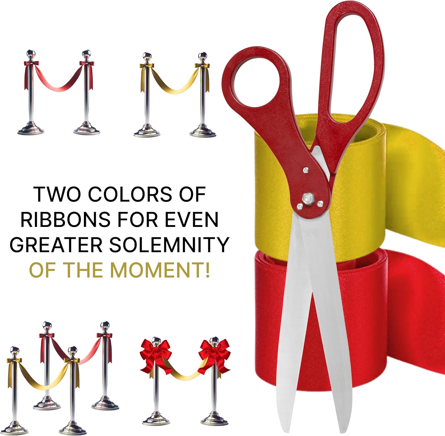 Grand Opening Ceremony Kit with 25 Inch Giant Red Scissors and Satin Ribbons