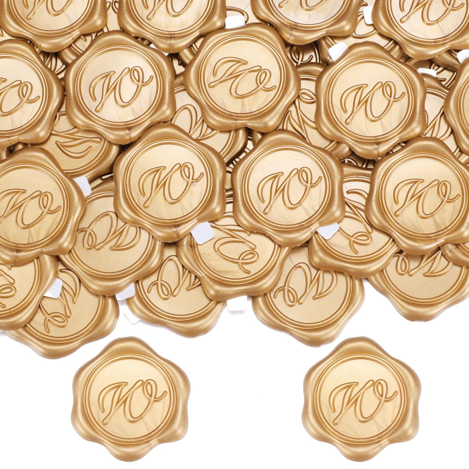Yoption Wax Seal Stickers 50 Pcs Light Gold Initial Alphabet Envelope Seals