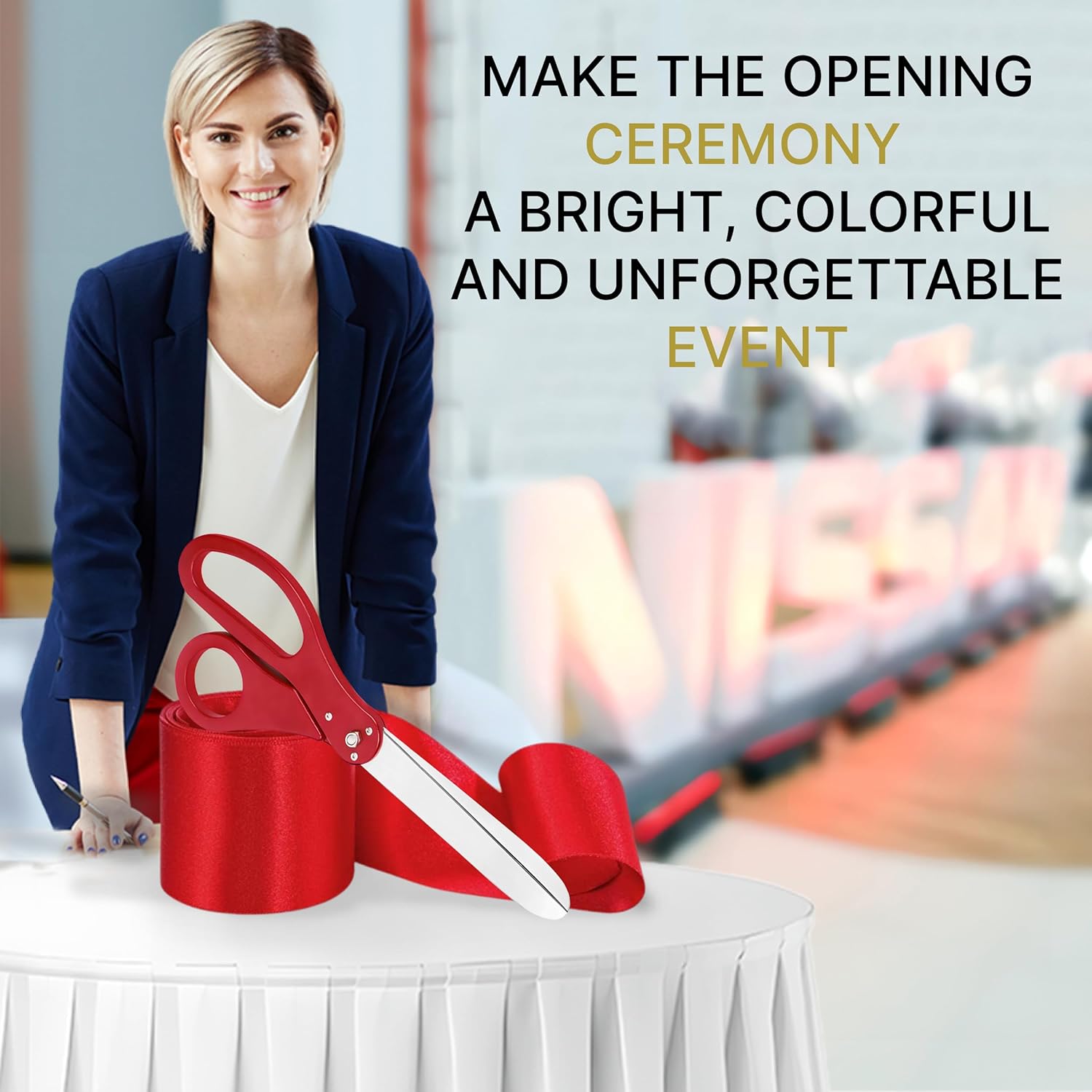Red Ribbon Cutting Ceremony Kit 20 Inch Scissors