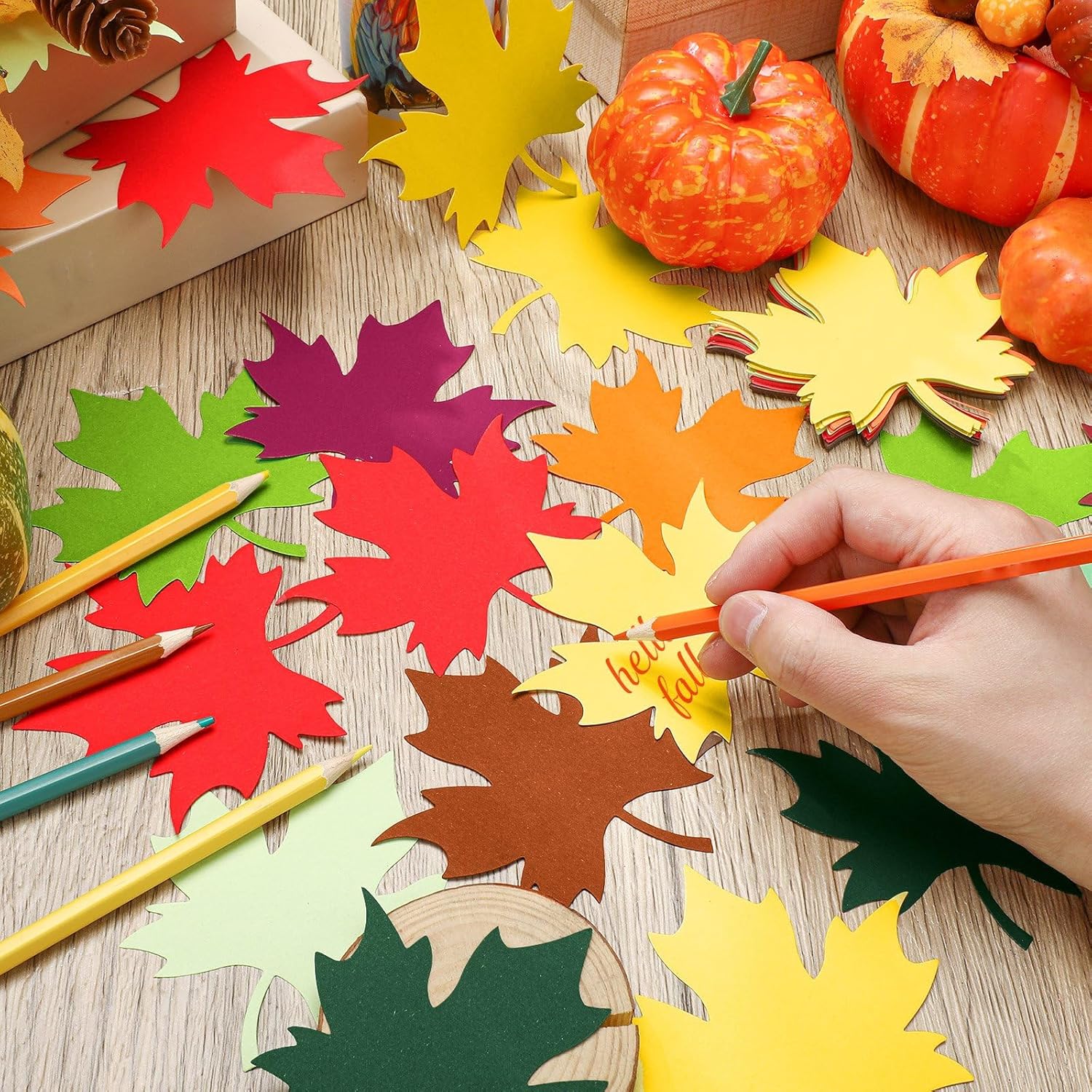 Kisston 360 Pcs Fall Leaf Cutouts for Bulletin Board
