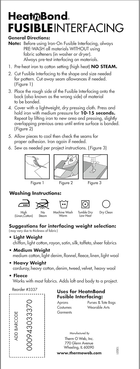 HeatnBond Medium Weight Iron-On Fusible Interfacing