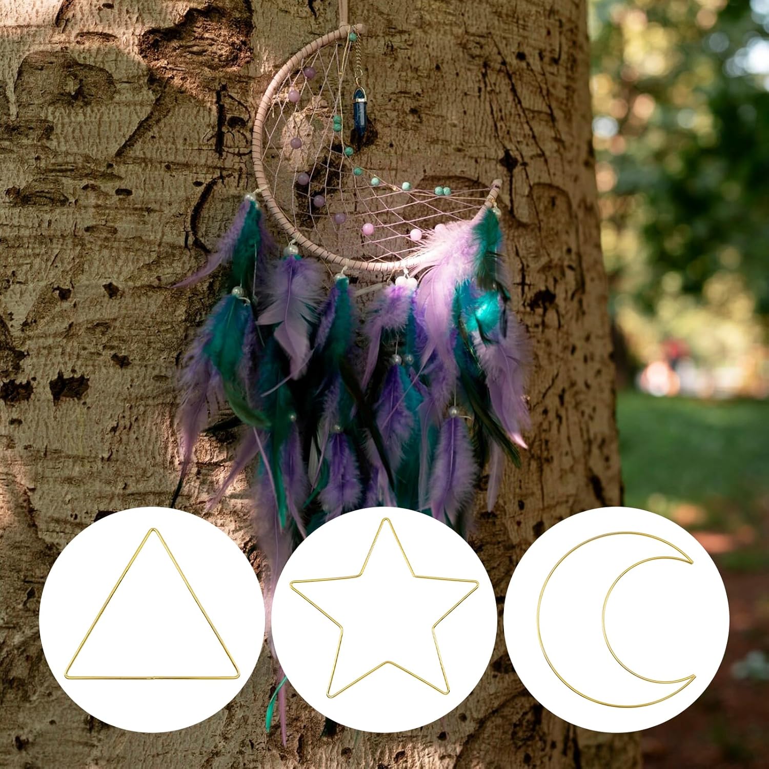 Antrader 12 Pack Gold Dream Catcher Metal Rings