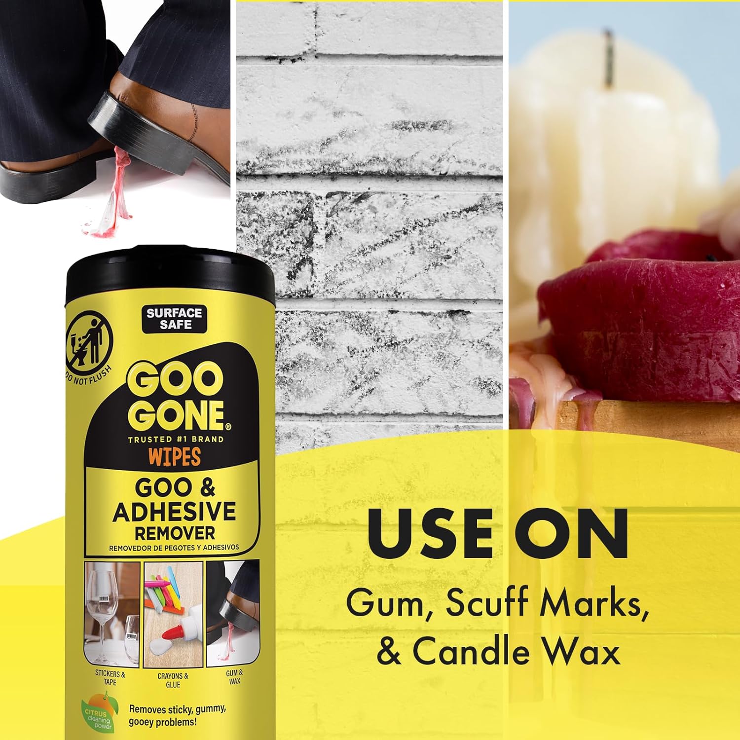Goo Gone Adhesive Remover Wipes 2 Pack 48 Count