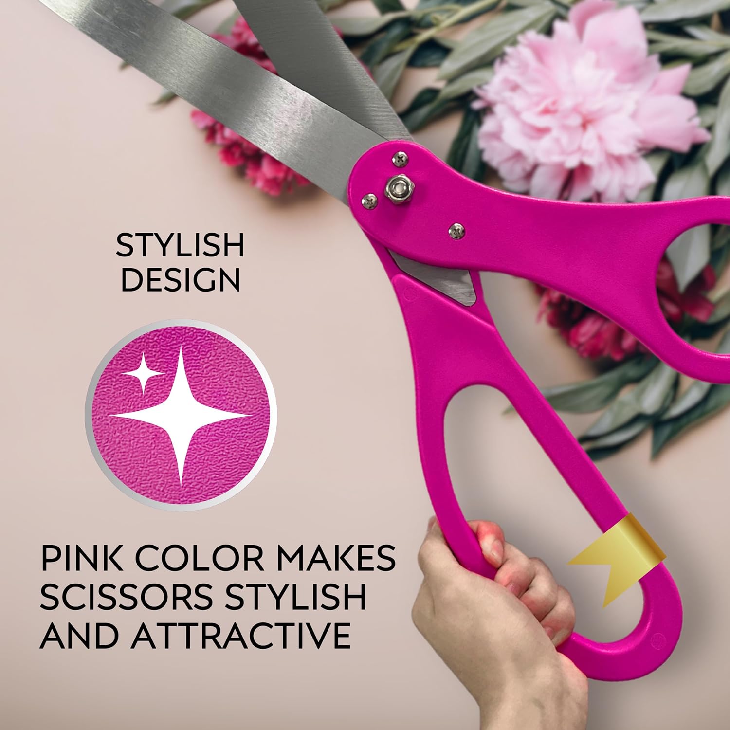 25 Inch Pink Ribbon Cutting Scissors for Grand Opening Ceremony