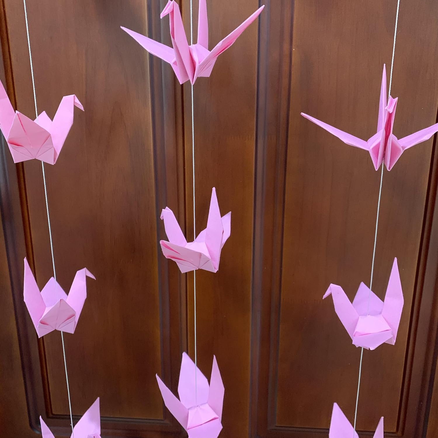 YMASELA Large Pink Origami Crane Hanging Garland 53ft X4 Strings