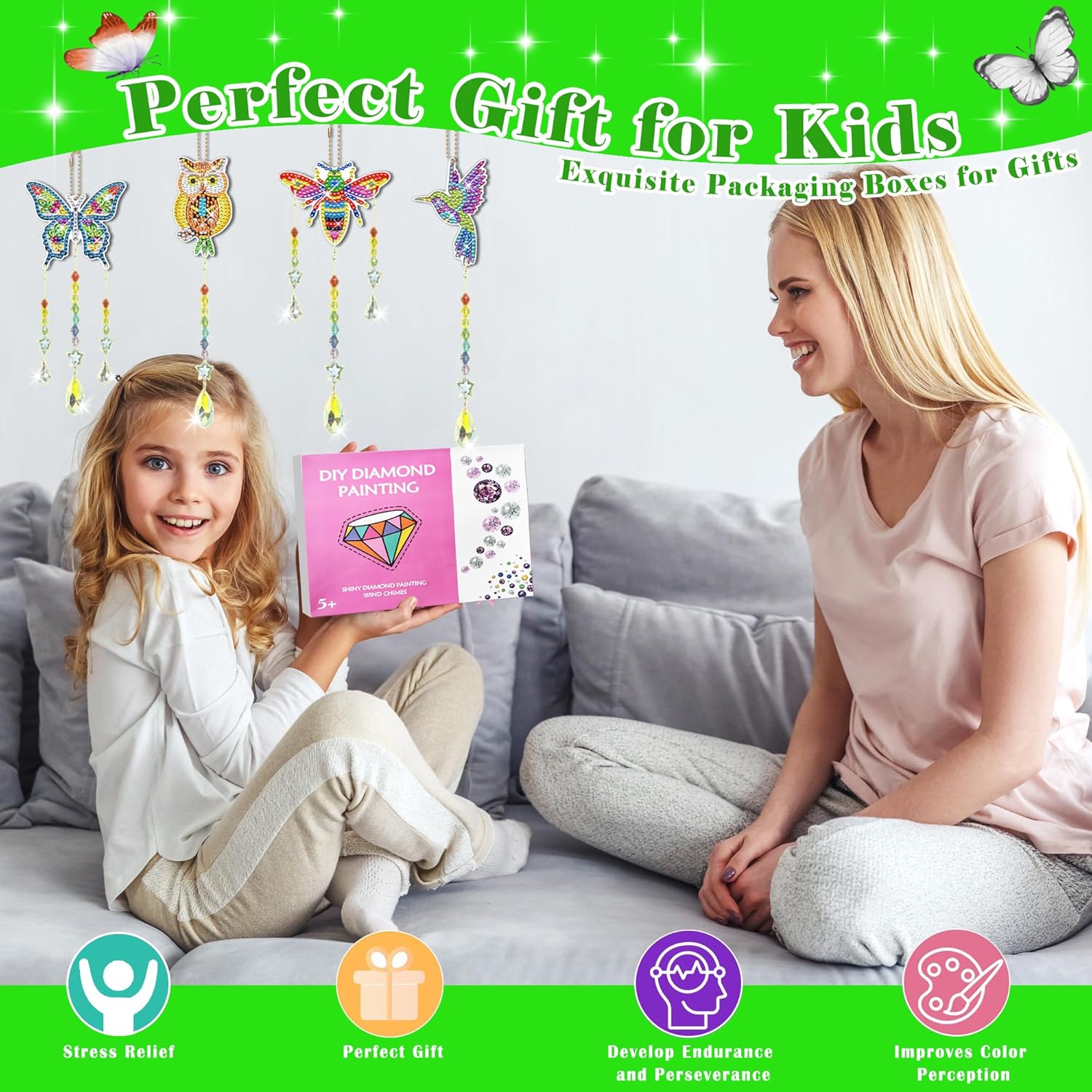4pcs Diamond Painting Kit for Kids Ages 8-12