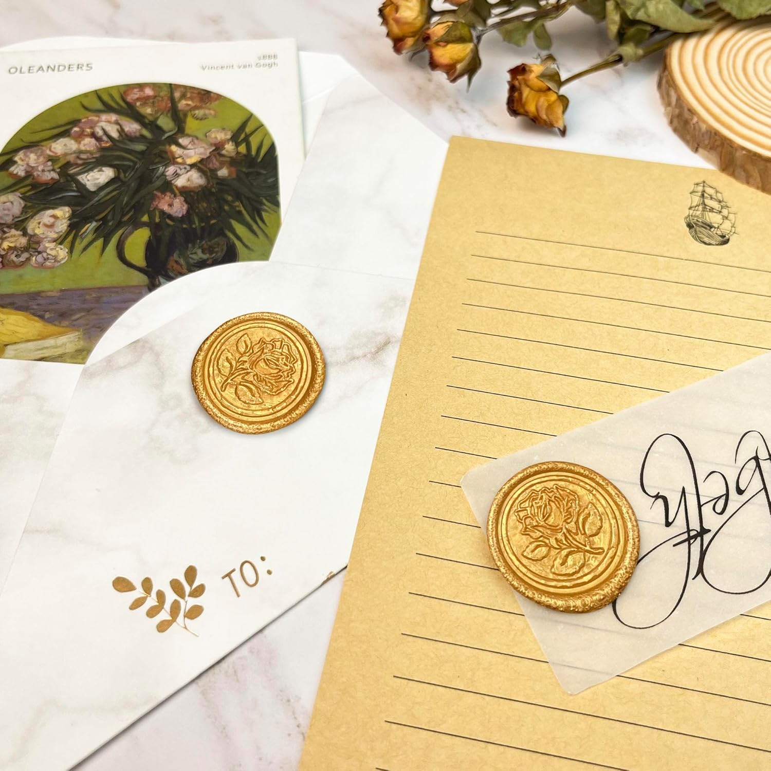 100Pcs Rose Style Adhesive Wax Seals for Envelopes