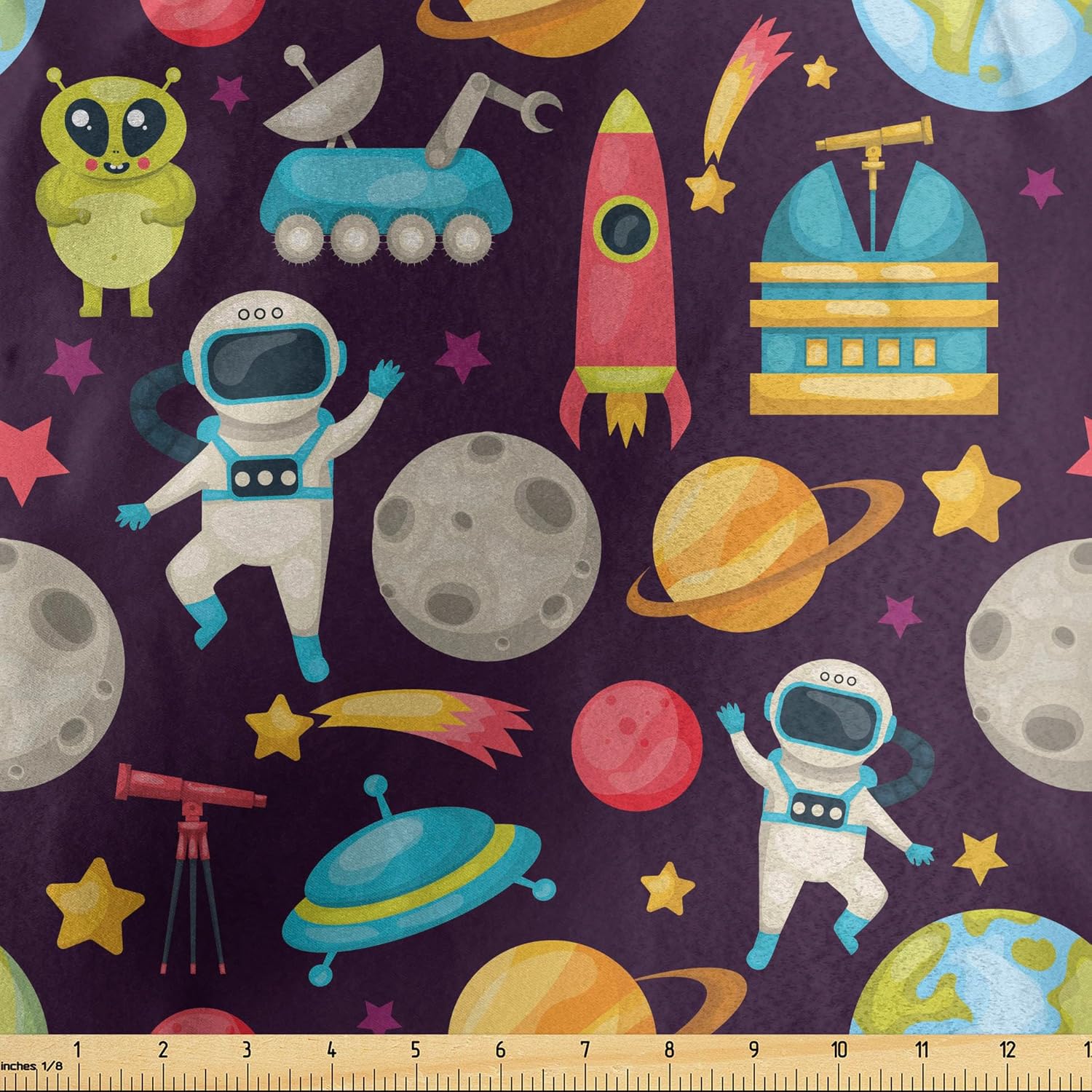 Ambesonne Outer Space Fabric by the Yard Galaxy Pattern 1