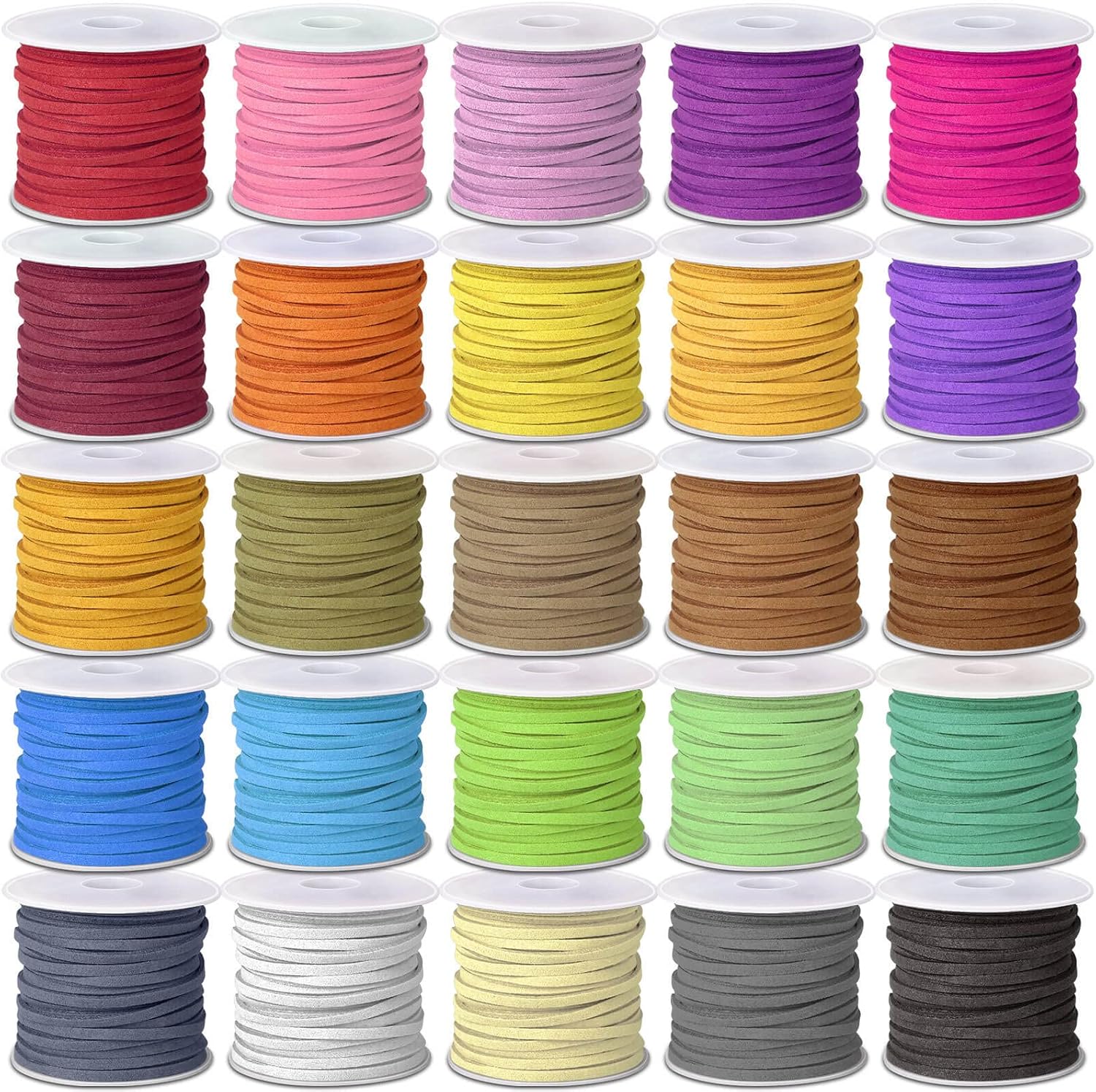Cridoz Faux Suede Cord 25 Rolls for Jewelry Crafting
