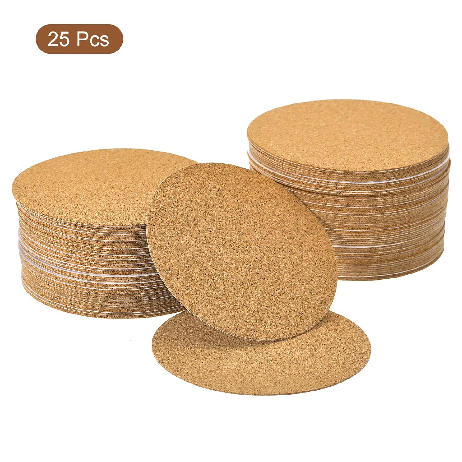 Uxcell 25pcs Self Adhesive Cork Coasters Round 35x35x008 Inches