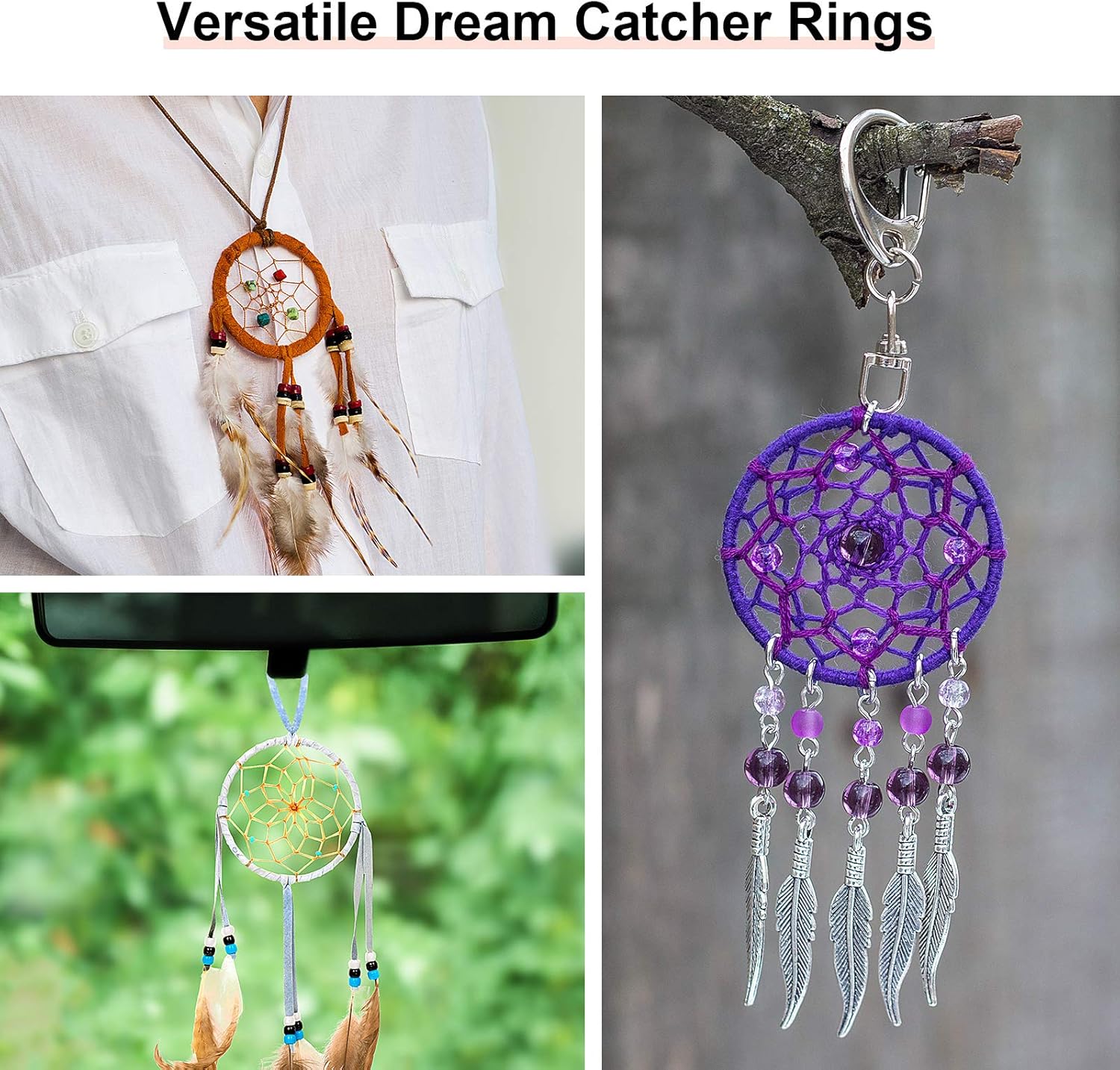 20 Pcs Gold Moon Dream Catcher Rings Hoops