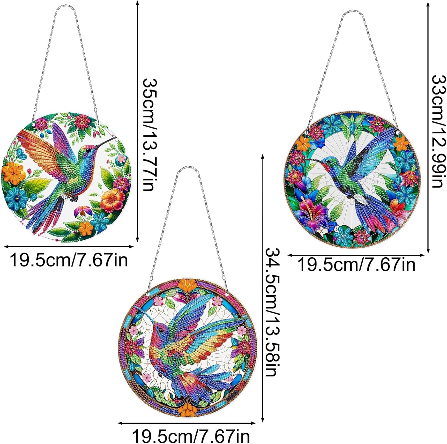 3 Pcs Gem Art Hummingbird Suncatcher DIY Kit