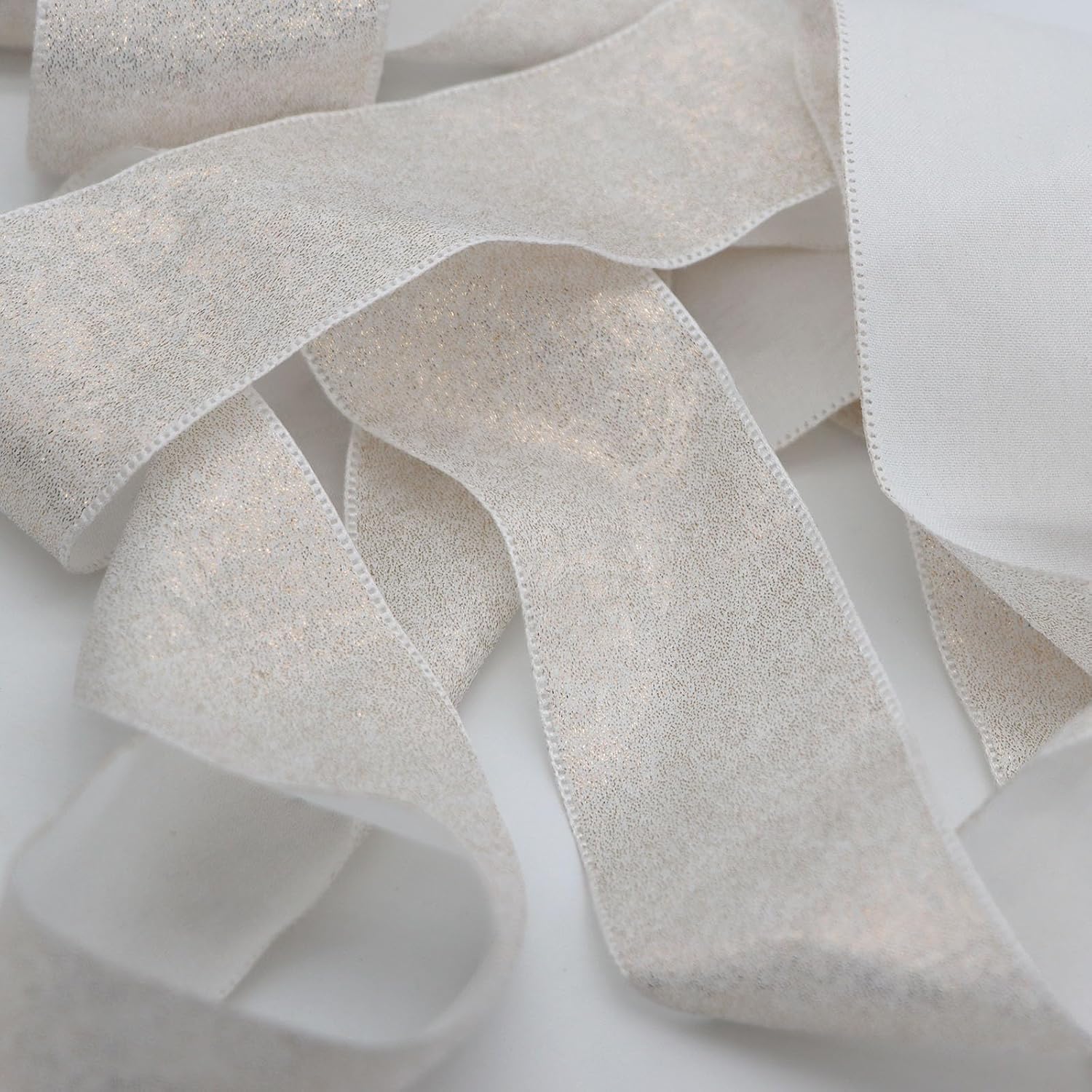 Voccim 16 Inch Glossy White Yarn Ribbon 5 Yd x 2 Rolls