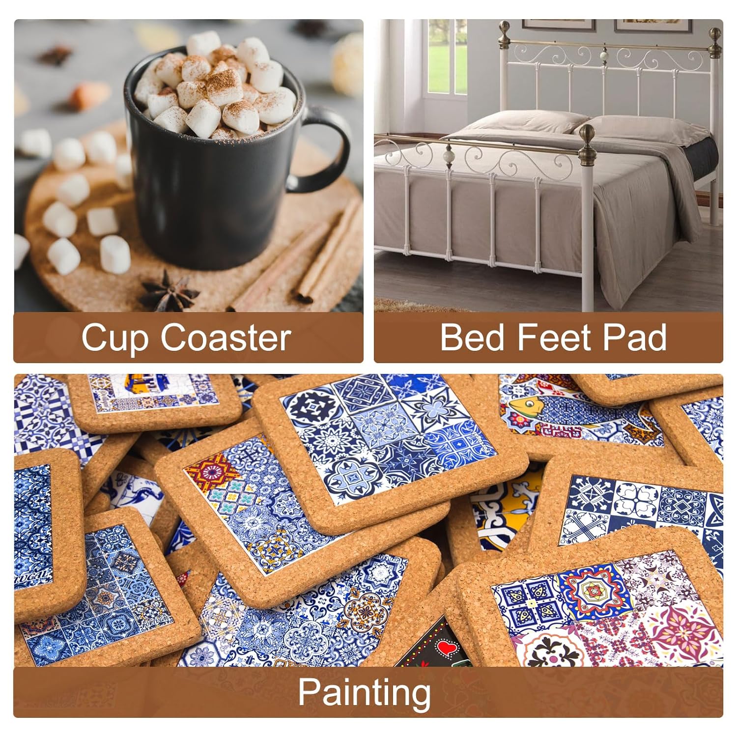Uxcell 100Pcs 4 Inch Hexagon Cork Sheets with Adhesive Back