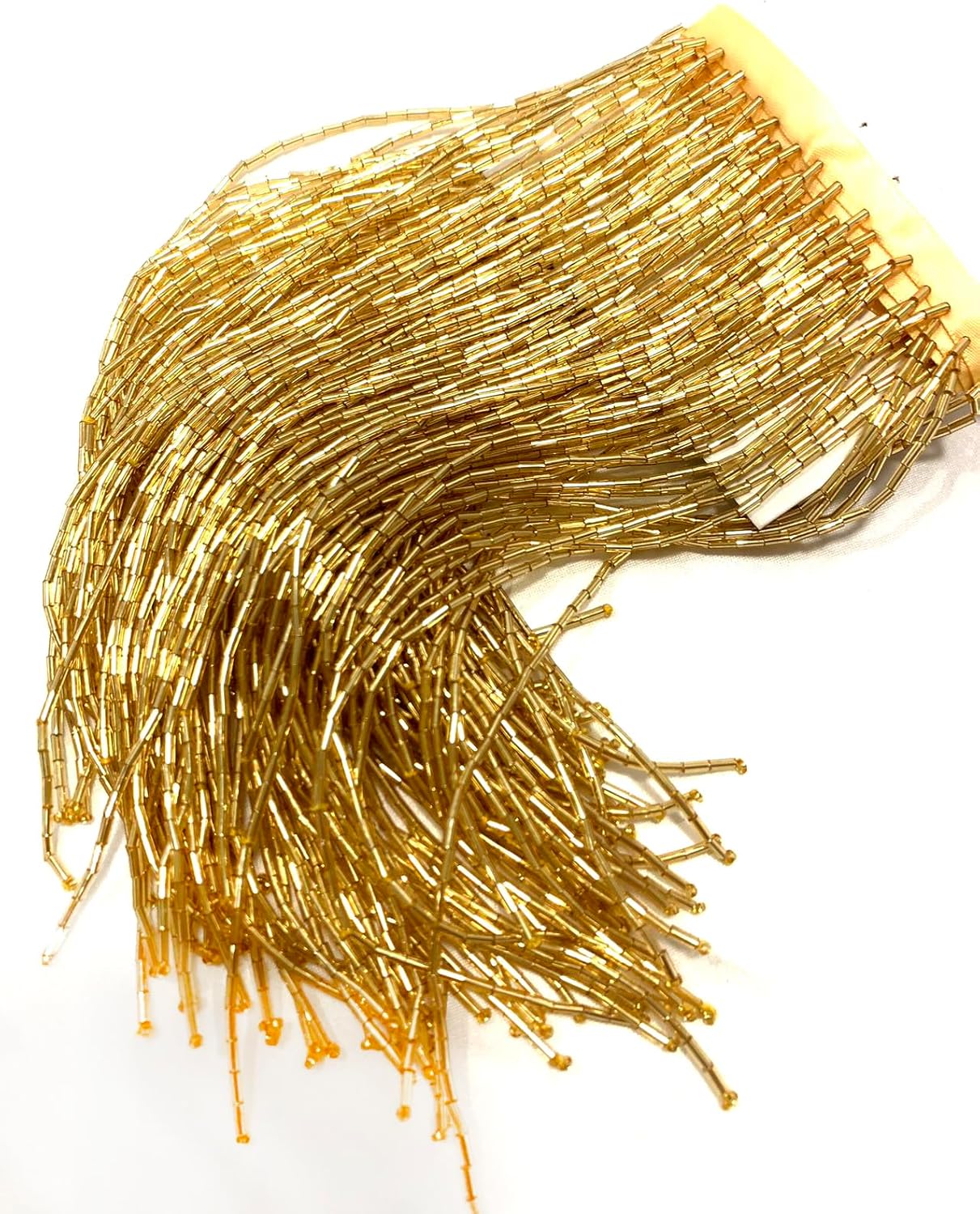 12 Inches Gold Luxury Glass Beaded Lace Trim with Tassel Fringe