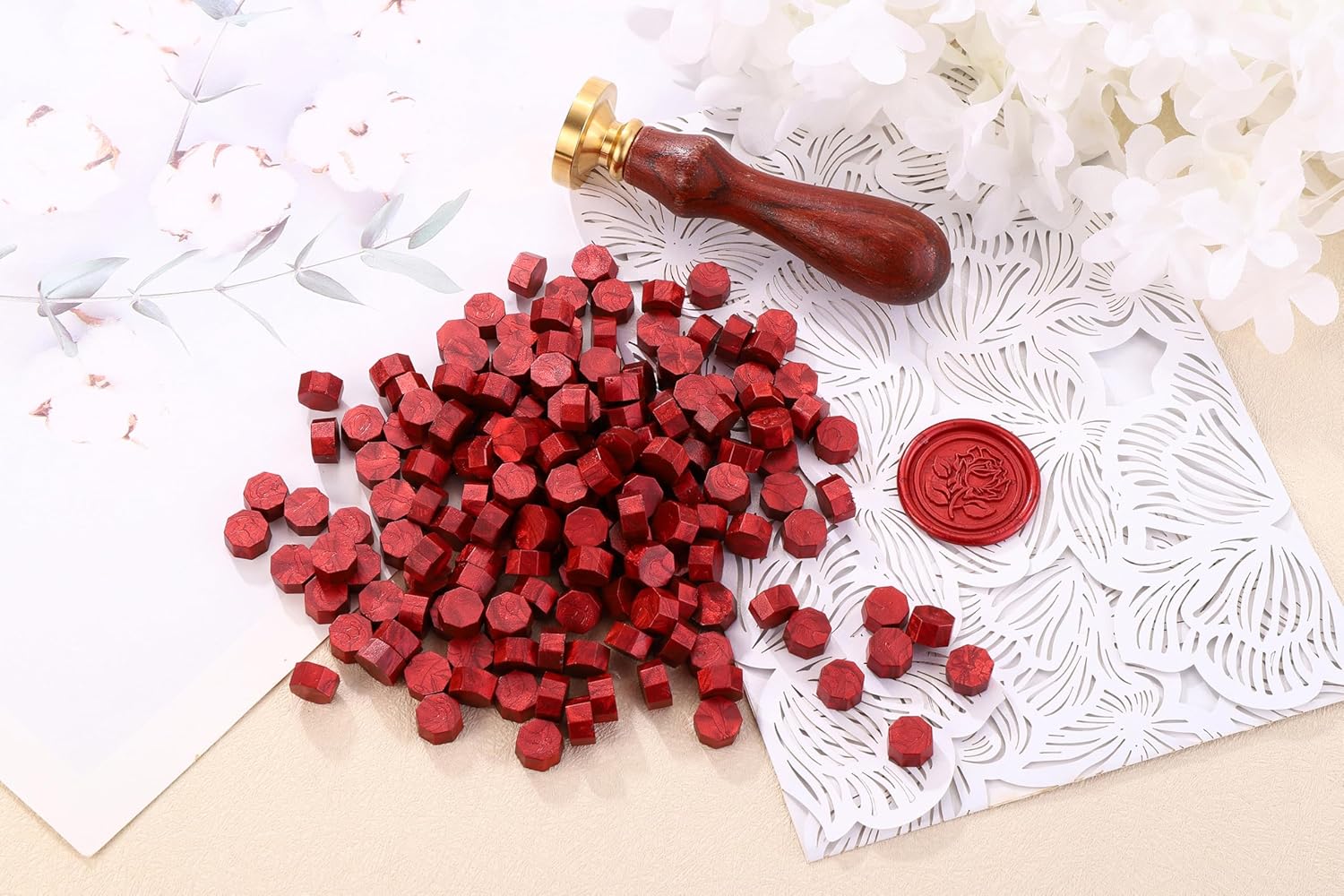 Yoption 300 Piece Wind Red Wax Seal Beads Set