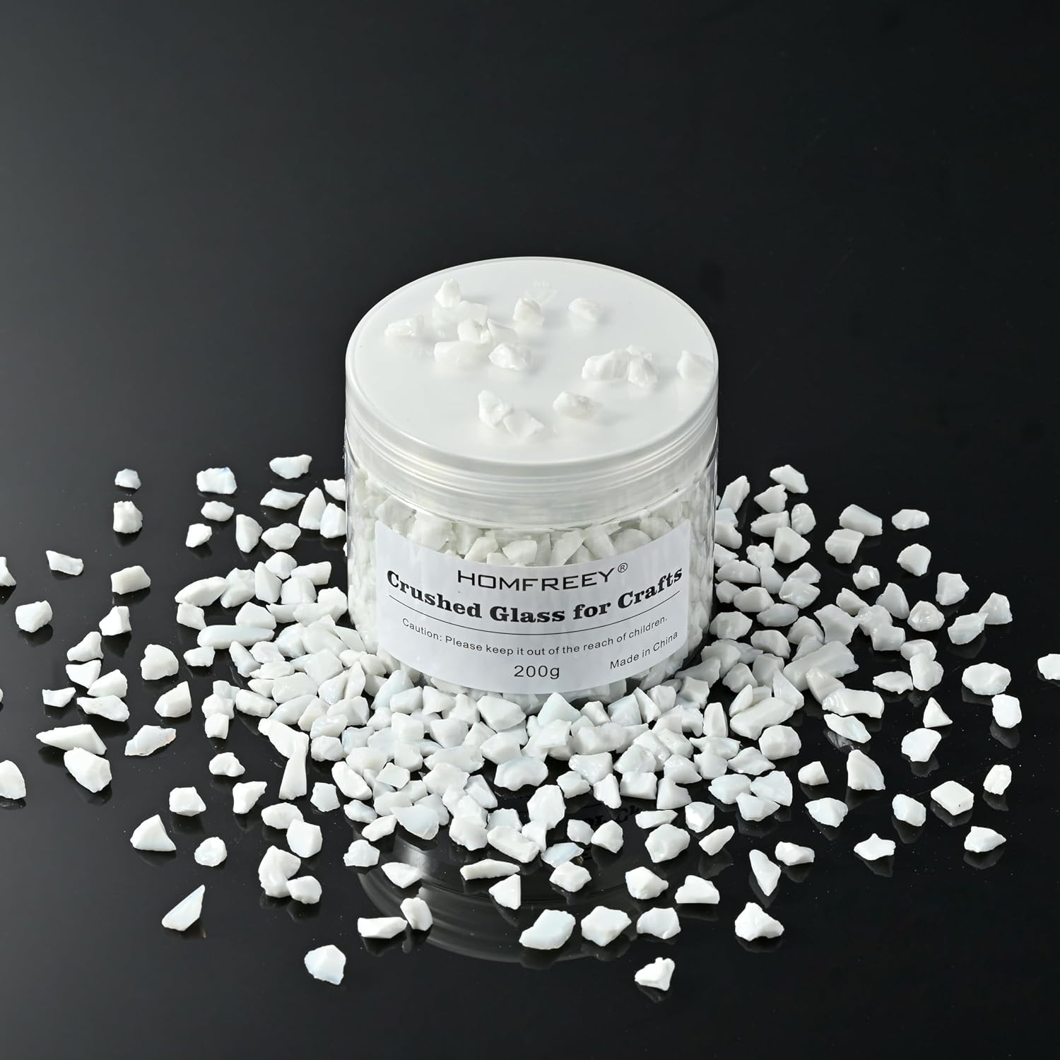 White Sea Glass Chips 3-6mm Crushed Glass for Resin Art