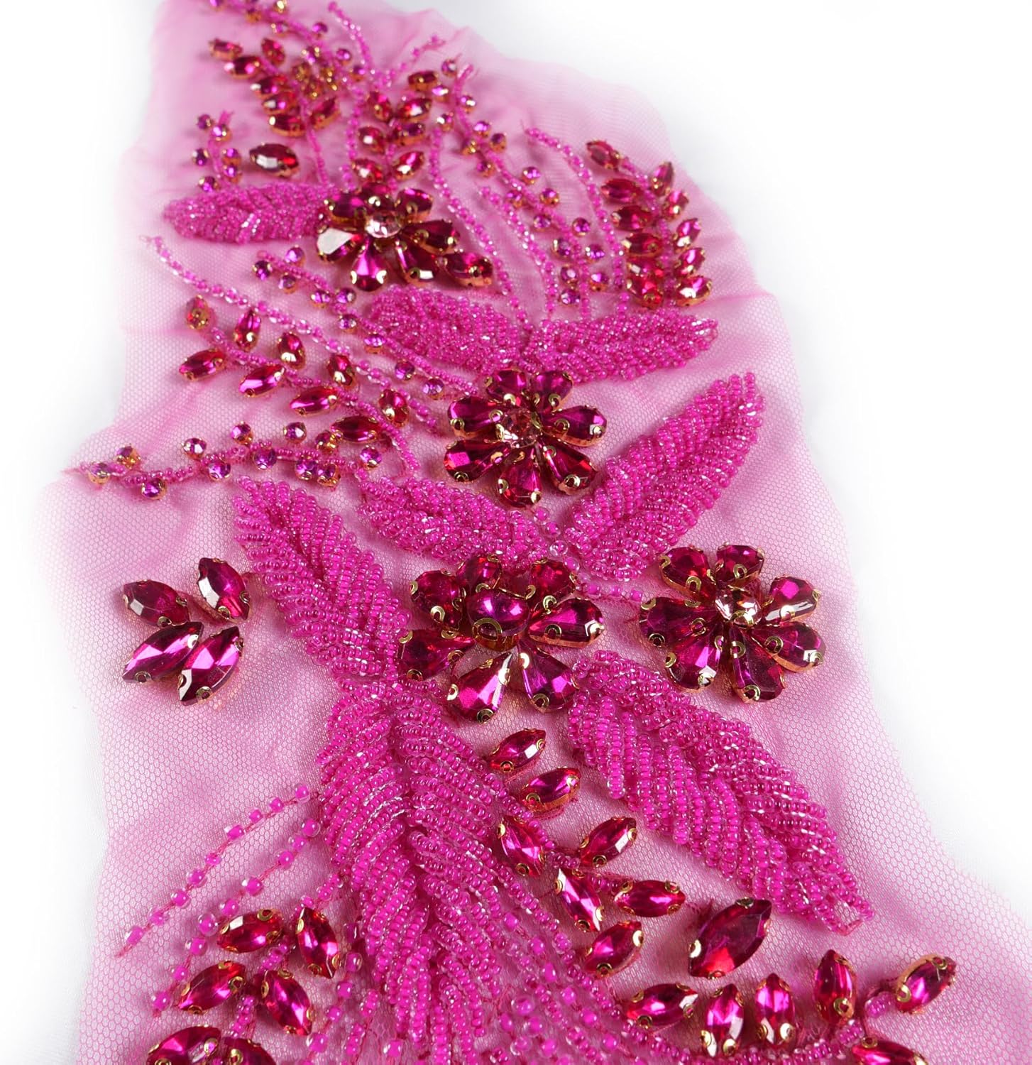 Hot Pink Rhinestone Applique Embellishments for Sewing