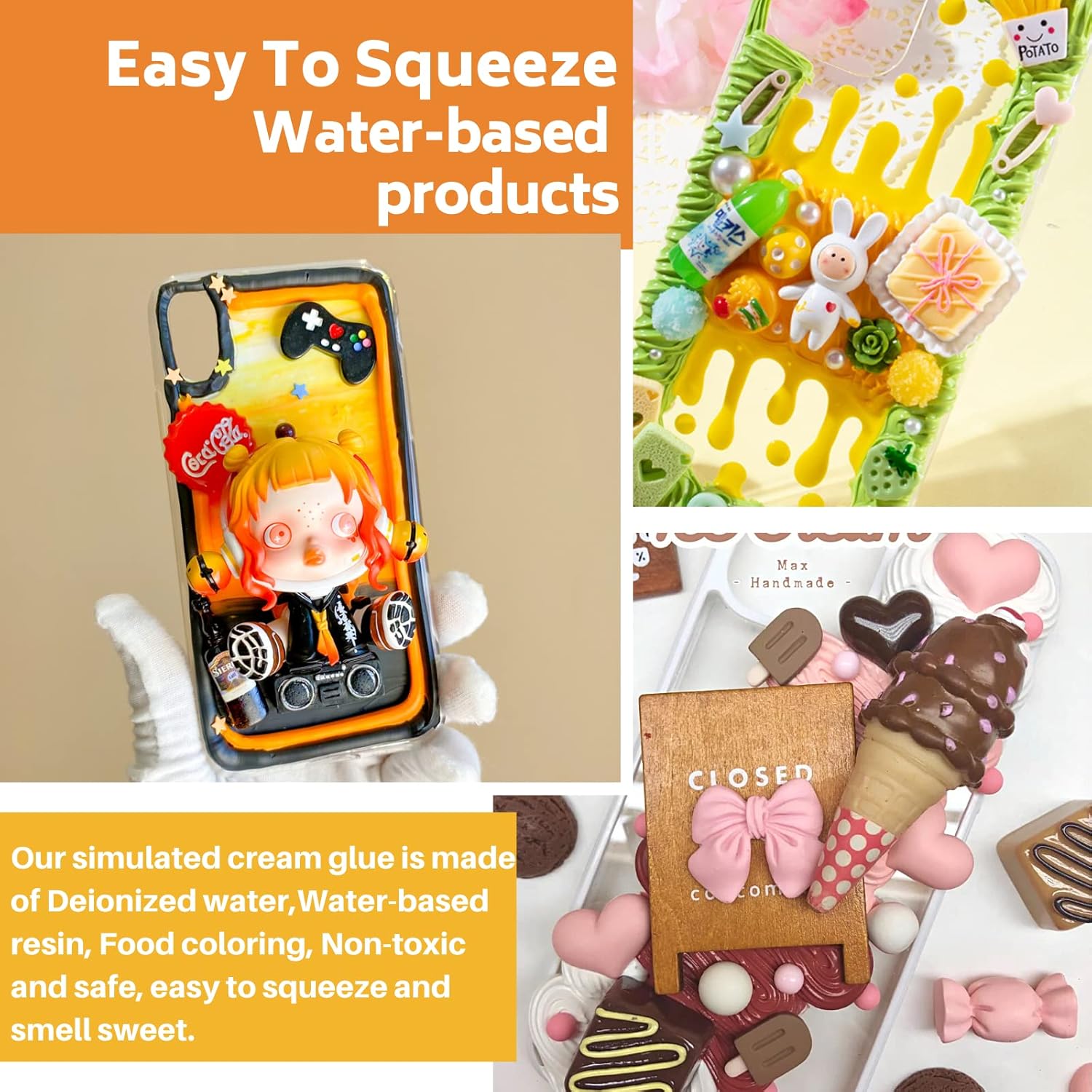 ASTRYAS 9PCS Art Glue Cream DIY Phone Case Kit