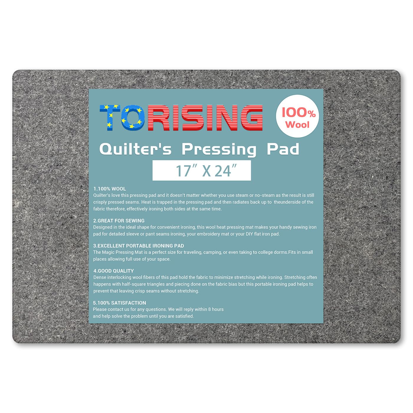 Wool Pressing Mat for Quilting 17x24 Inches