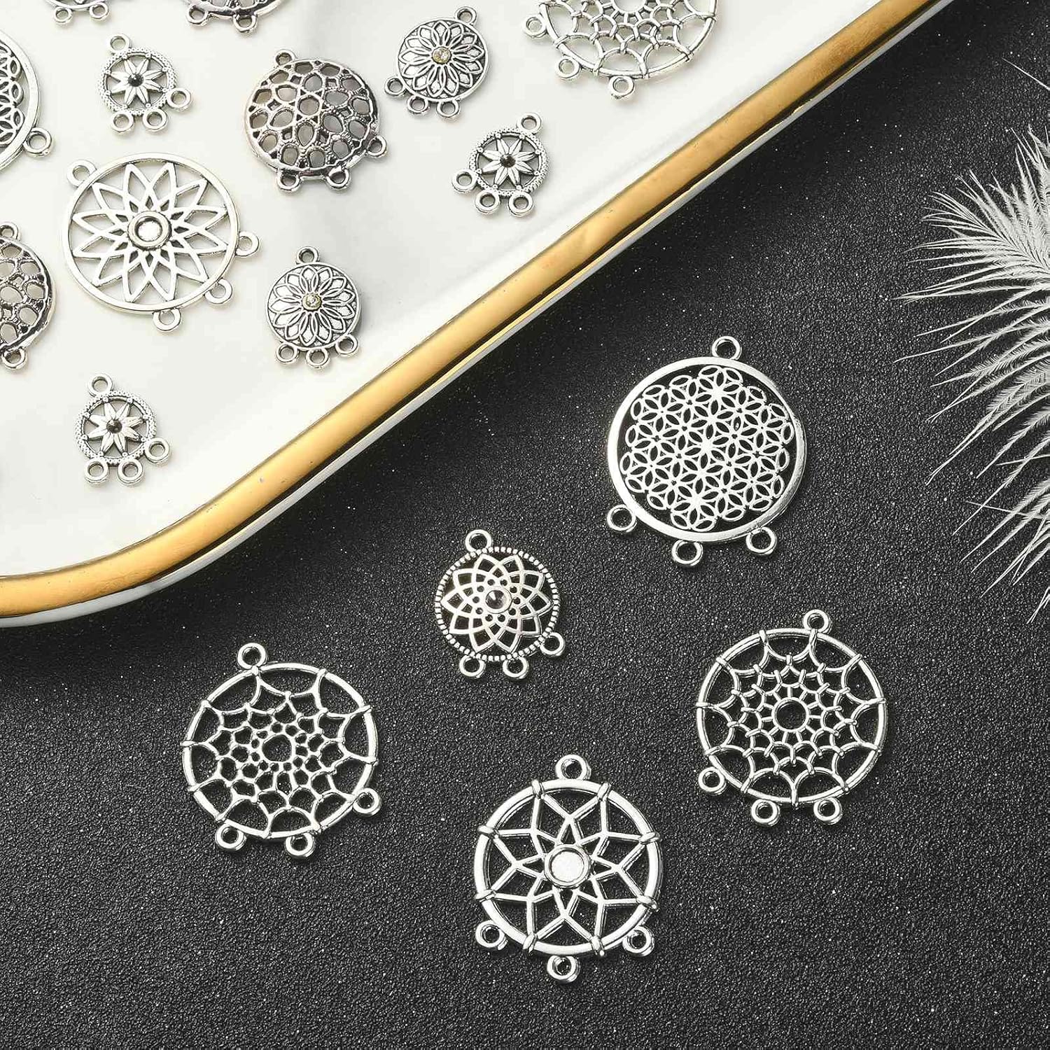 KitBeads Alloy Dream Catcher Charms for Jewelry Making