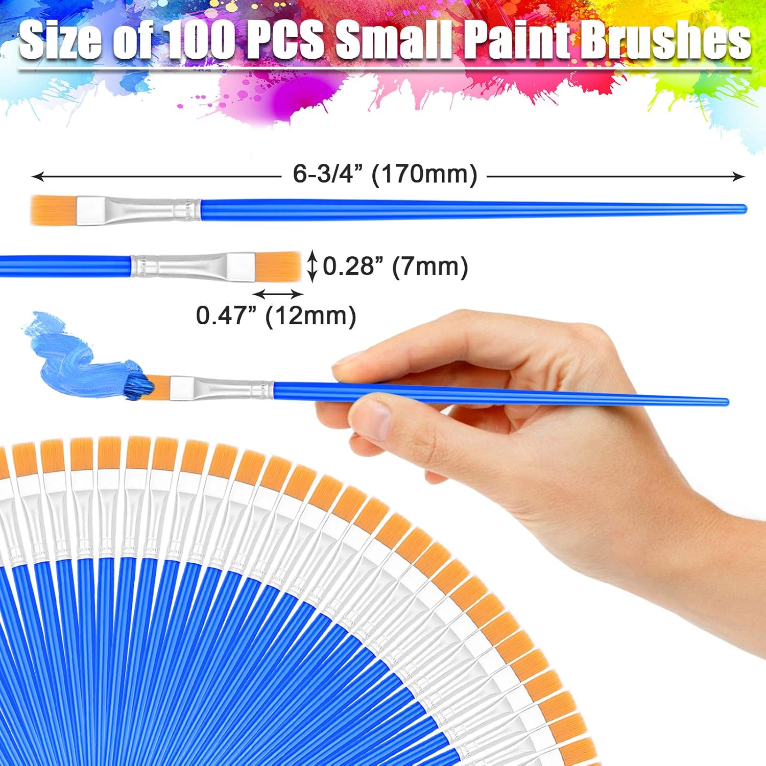 100 Pcs Small Paint Brushes Set for Kids and Crafts