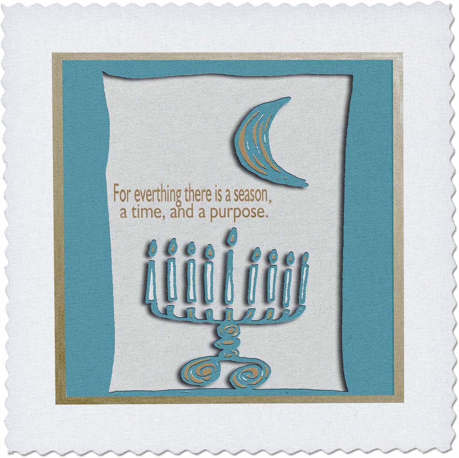 3dRose QS 27396 1 Hanukkah Menorah Quilt Square 10x10 Inch