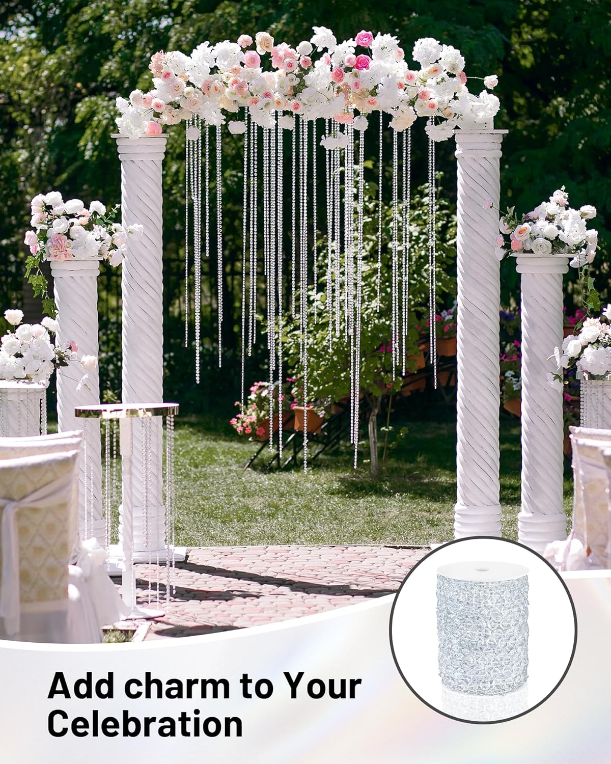 99FT Acrylic Crystal Garland for Wedding and Party Decor