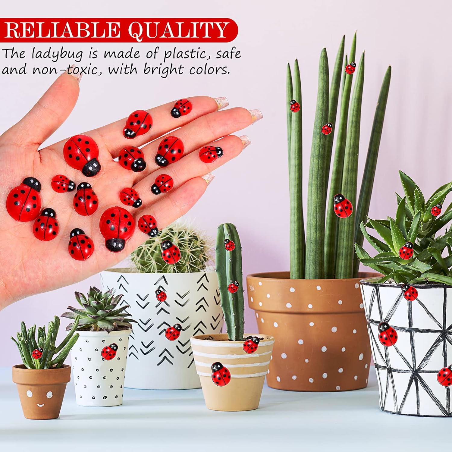Hicarer 100 Pieces Resin Ladybug Embellishments