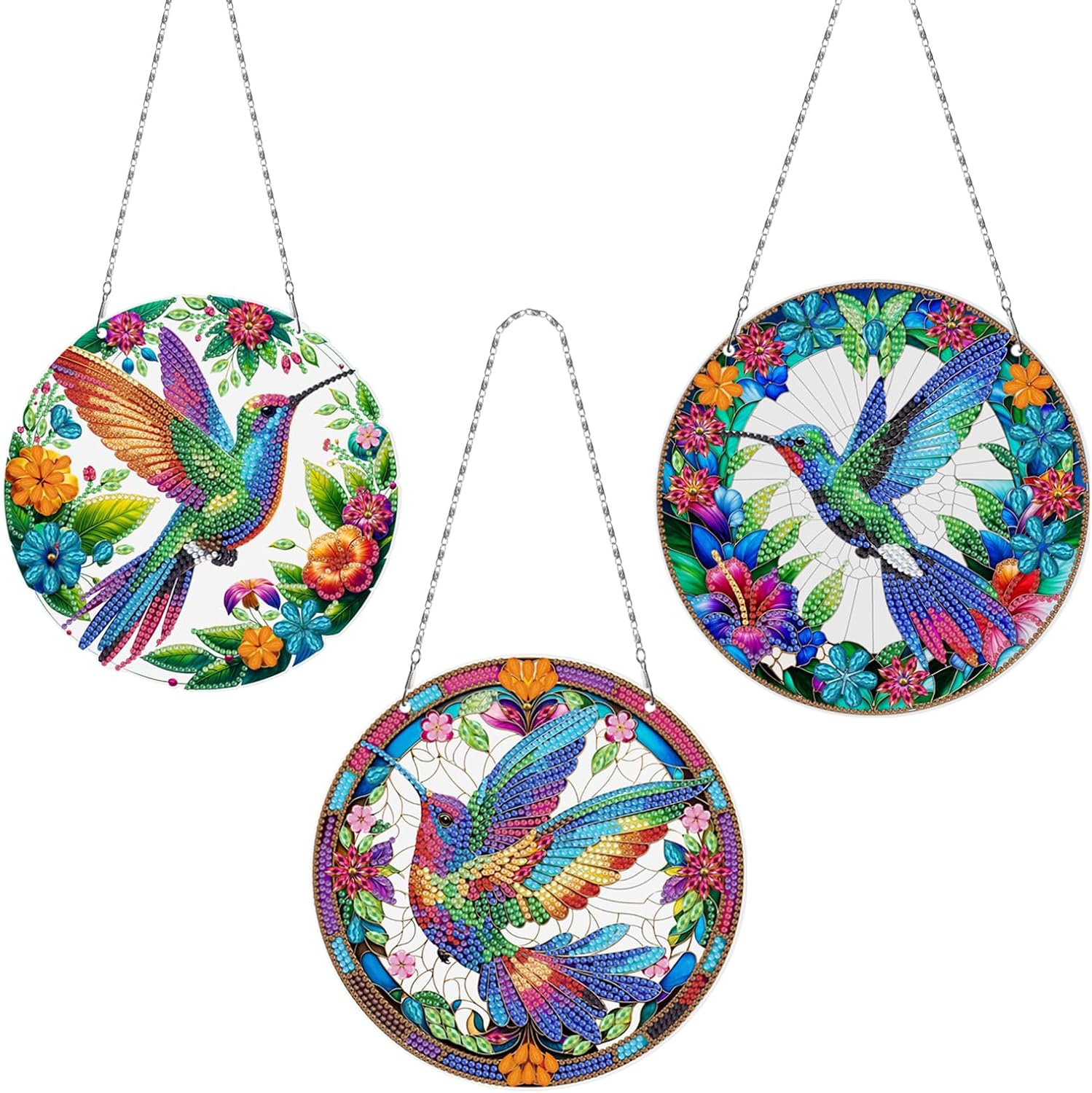 3 Pcs Gem Art Hummingbird Suncatcher DIY Kit