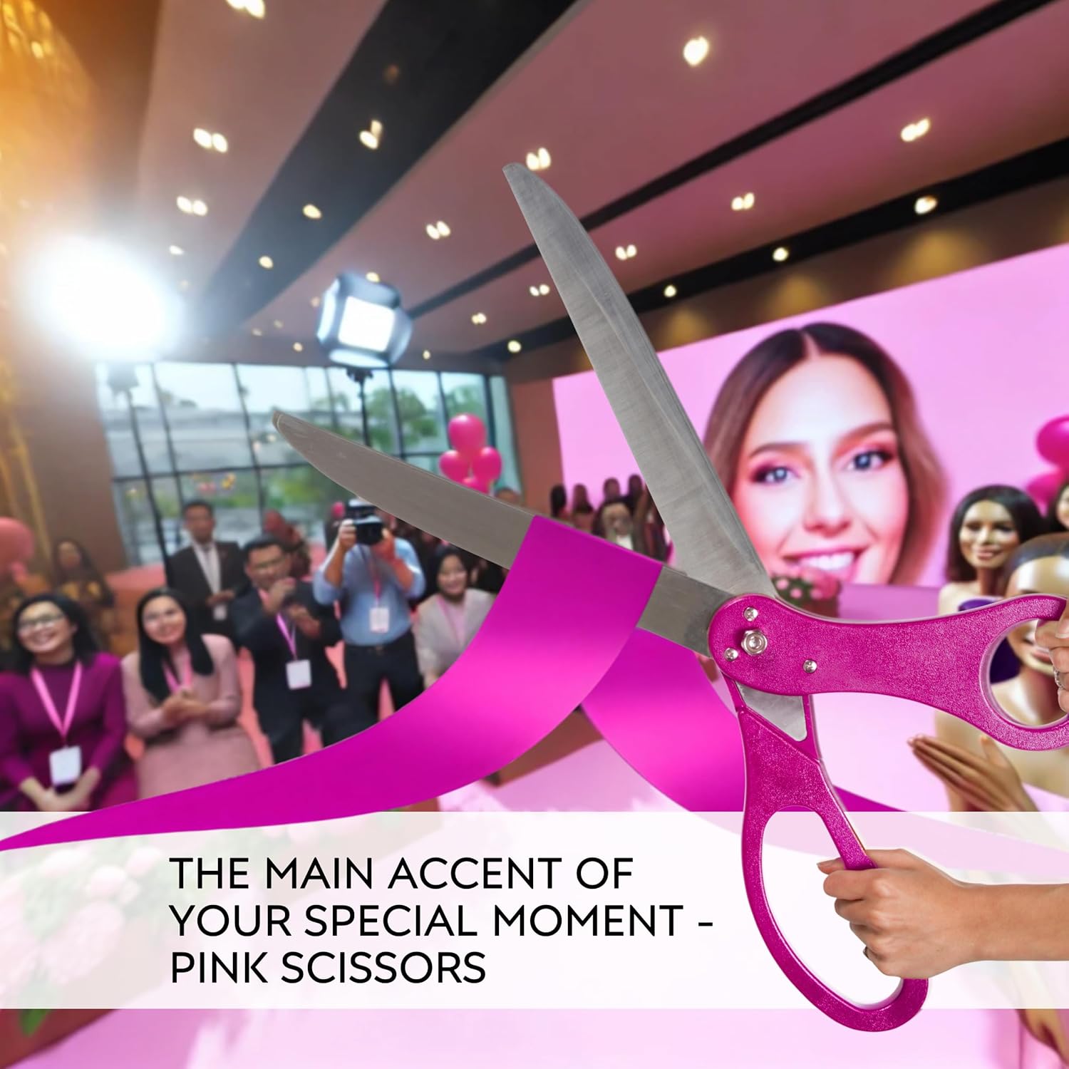 Pink Grand Opening Ribbon Cutting Kit with 25 Scissors