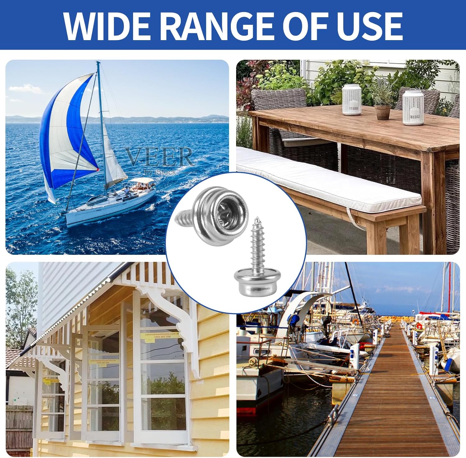 Stainless Steel Boat Canvas Snaps 30 Pack 58 Inch