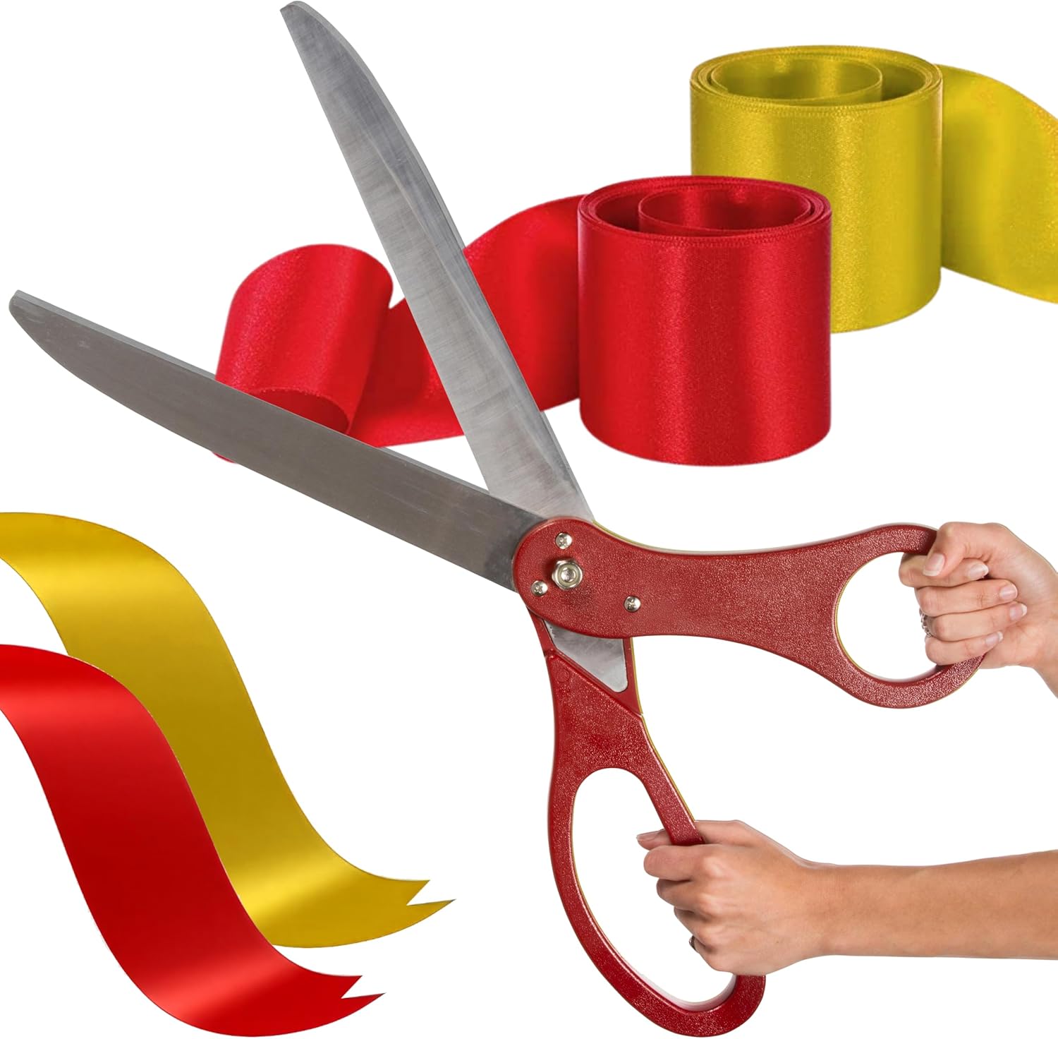 Grand Opening Ceremony Kit with 25 Inch Giant Red Scissors and Satin Ribbons